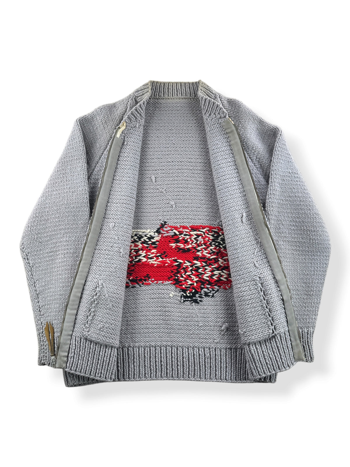 Inside of Vintage 50s Firetruck Cowichan Style Sweater SZ L