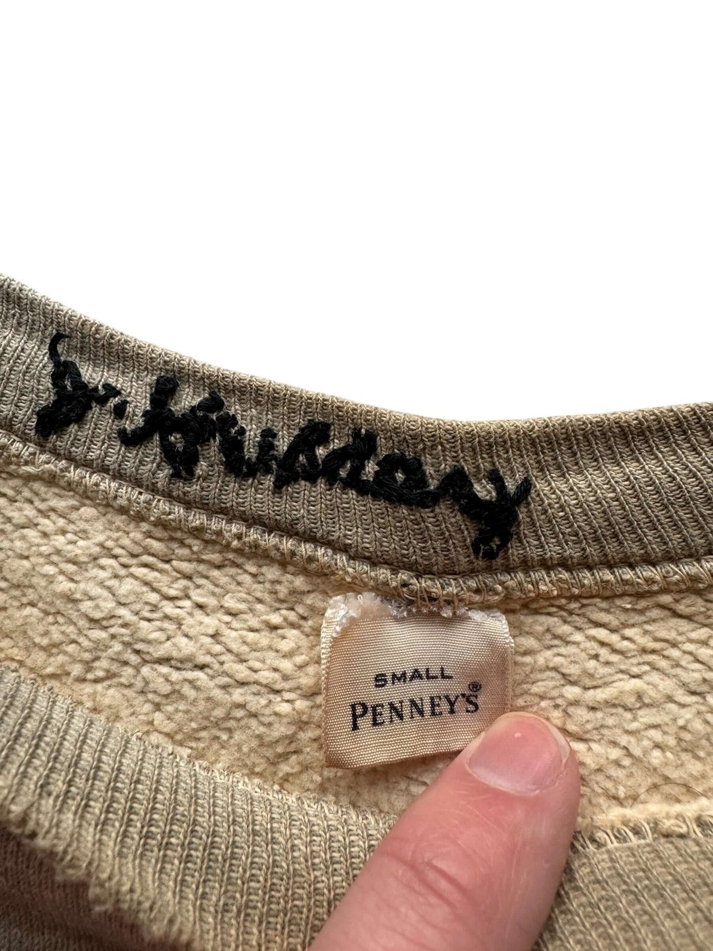 Tag on Vintage Distressed Penneys Heather Grey Crewneck SZ S