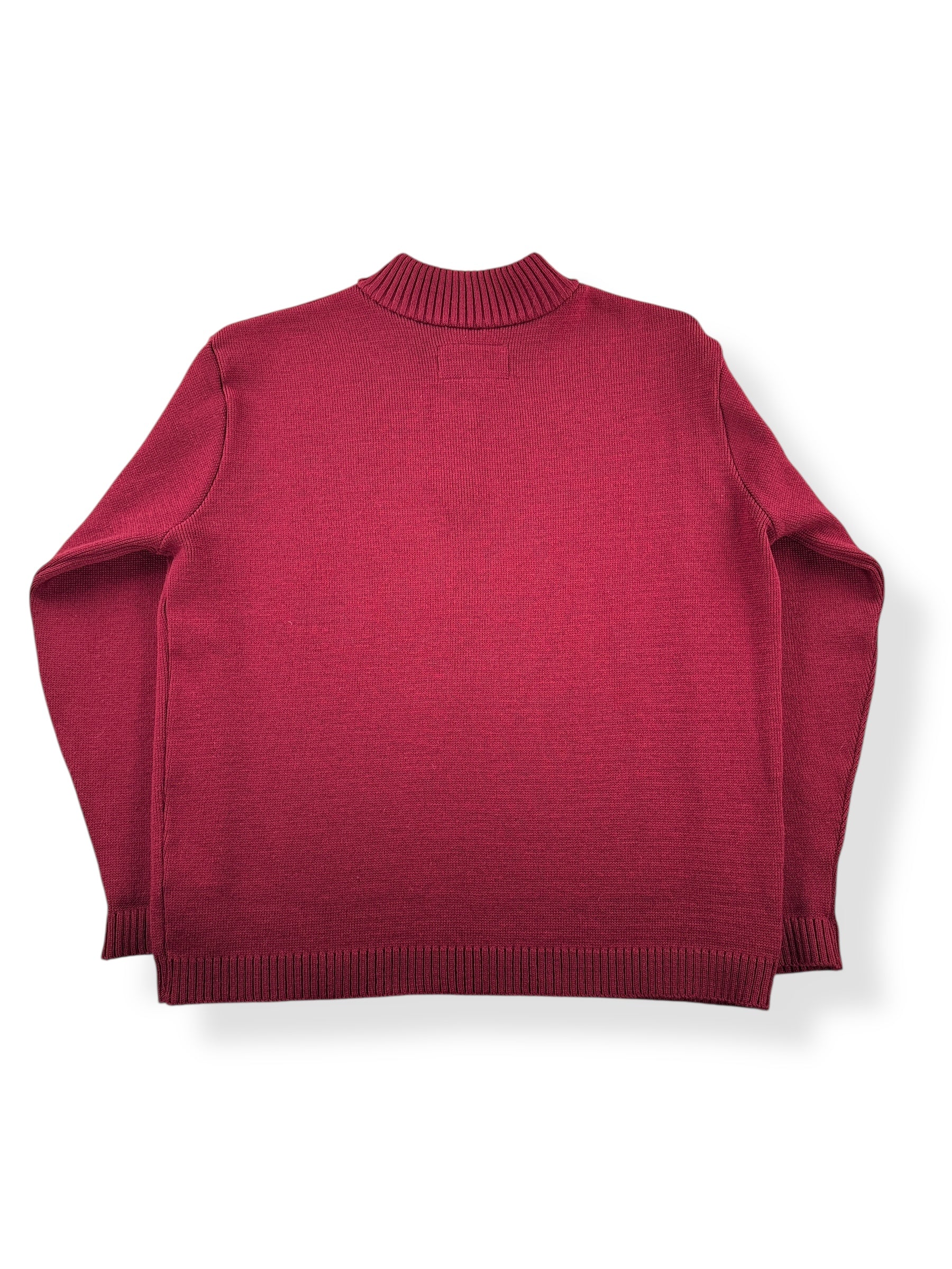 Back of Filson Burgundy Half Zip Sweater SZ XL