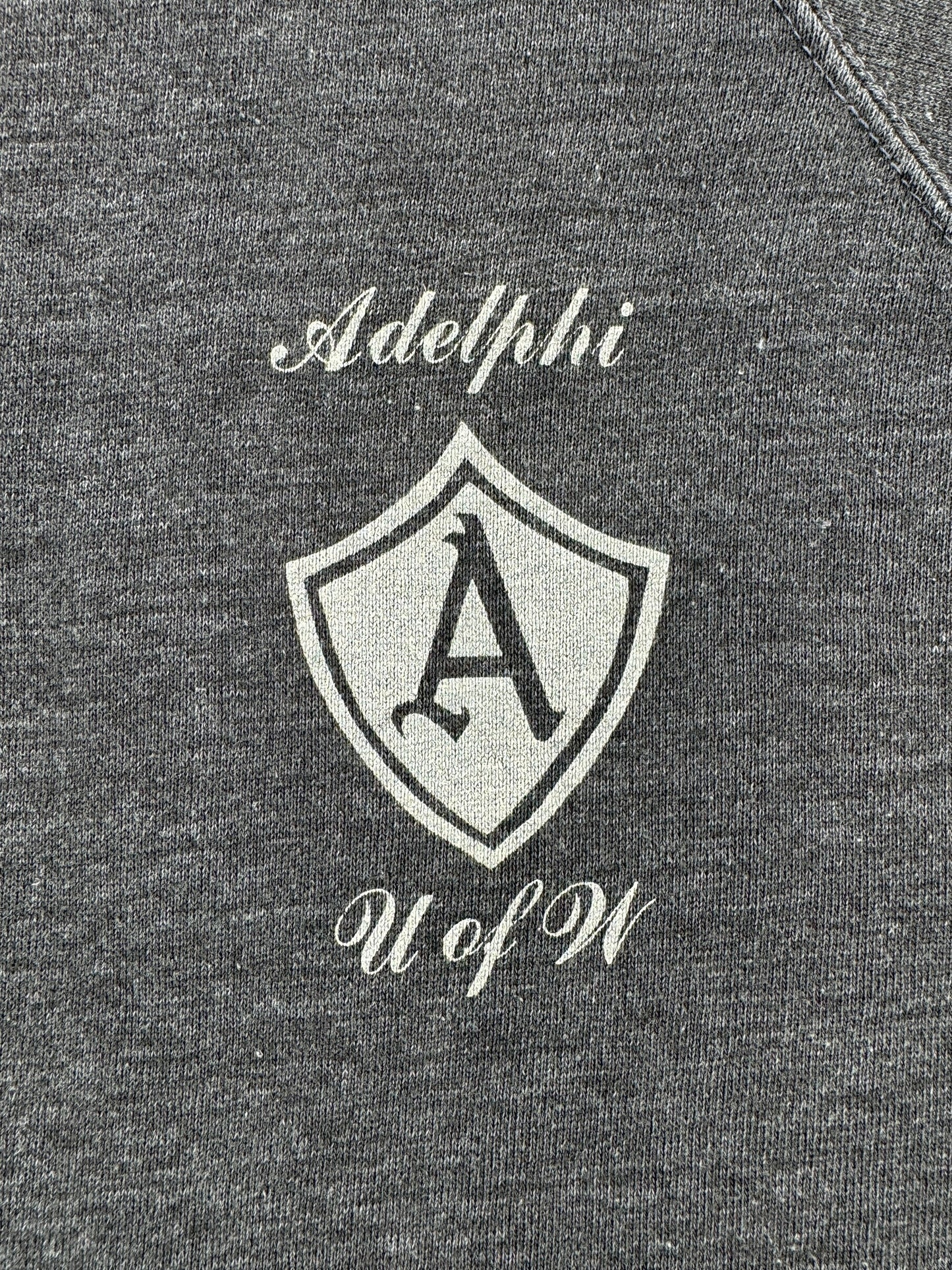 Front Graphic of Vintage Black Adelphi U of W Short Sleeve Crewneck SZ S