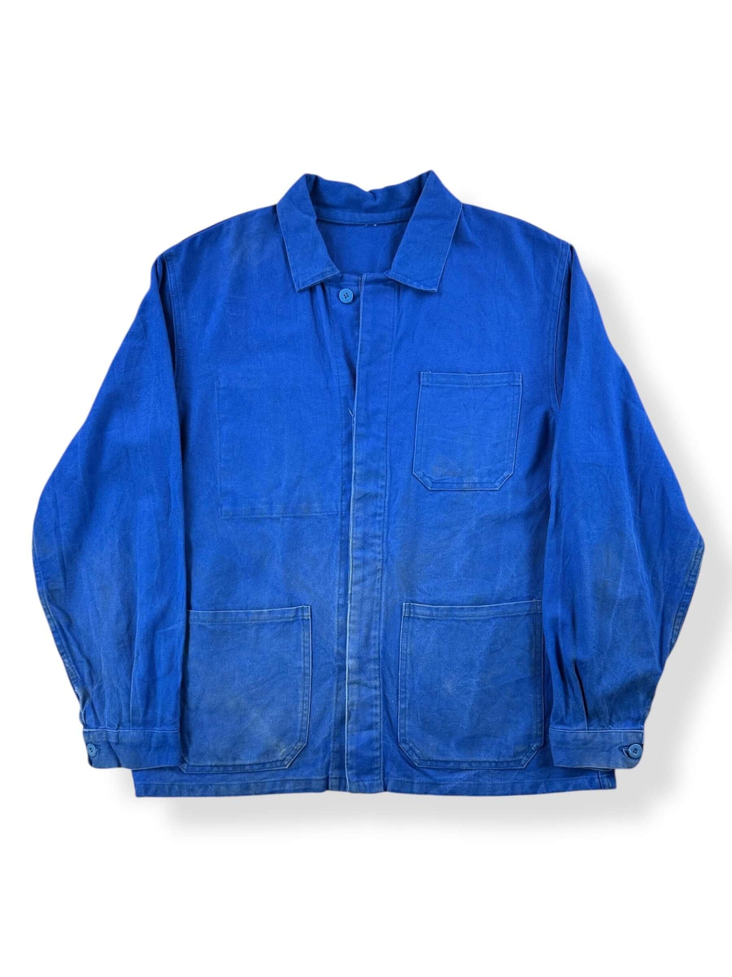 Front of Vintage Royal Blue French Chore Coat SZ M