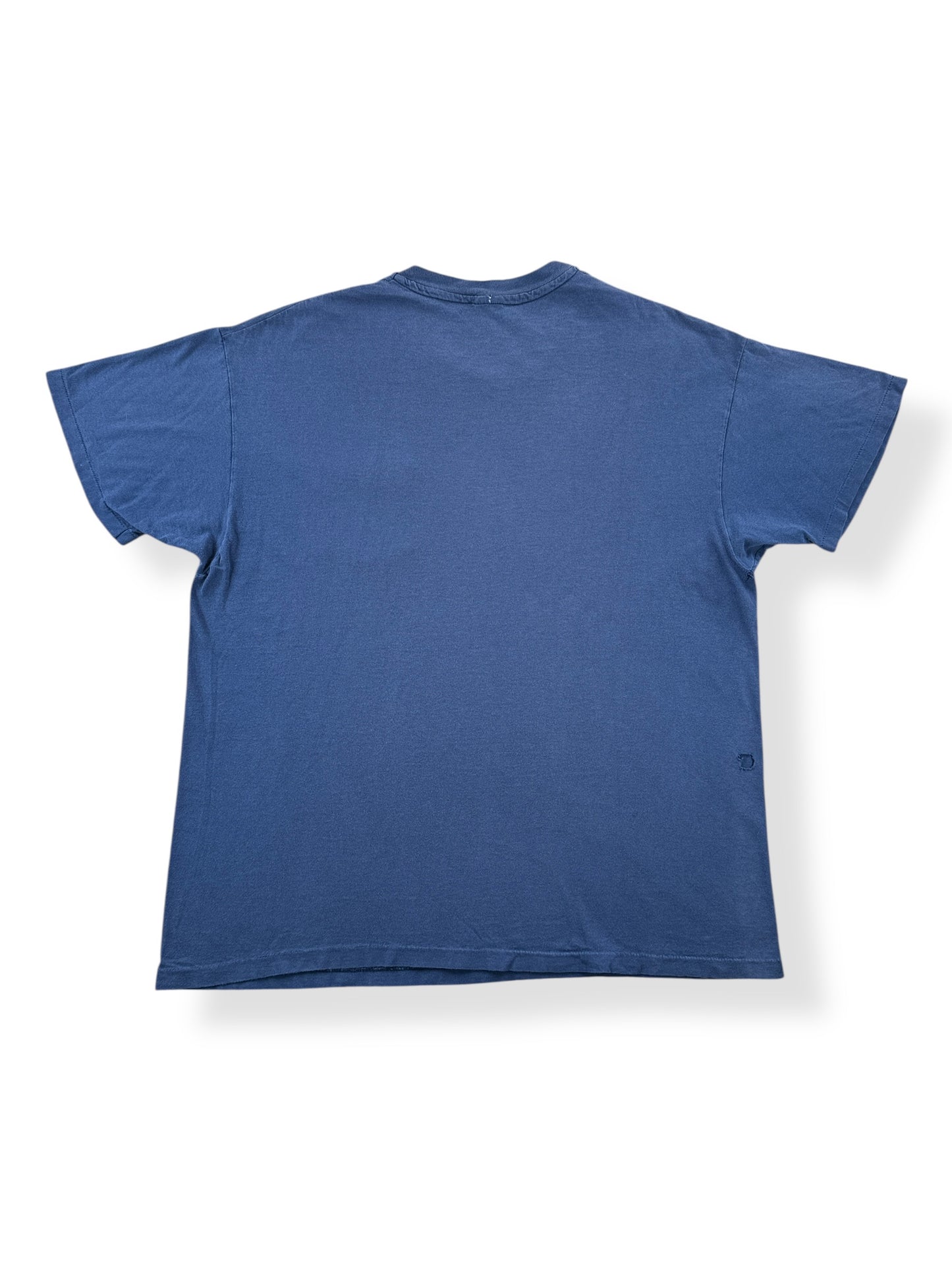 Back of Vintage Hanes Fader Navy Blue Pocket Tee SZ XL