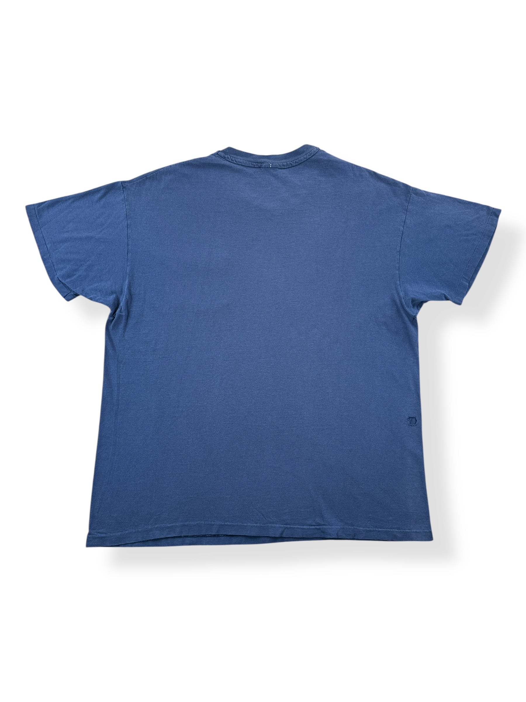 Back of Vintage Hanes Fader Navy Blue Pocket Tee SZ XL