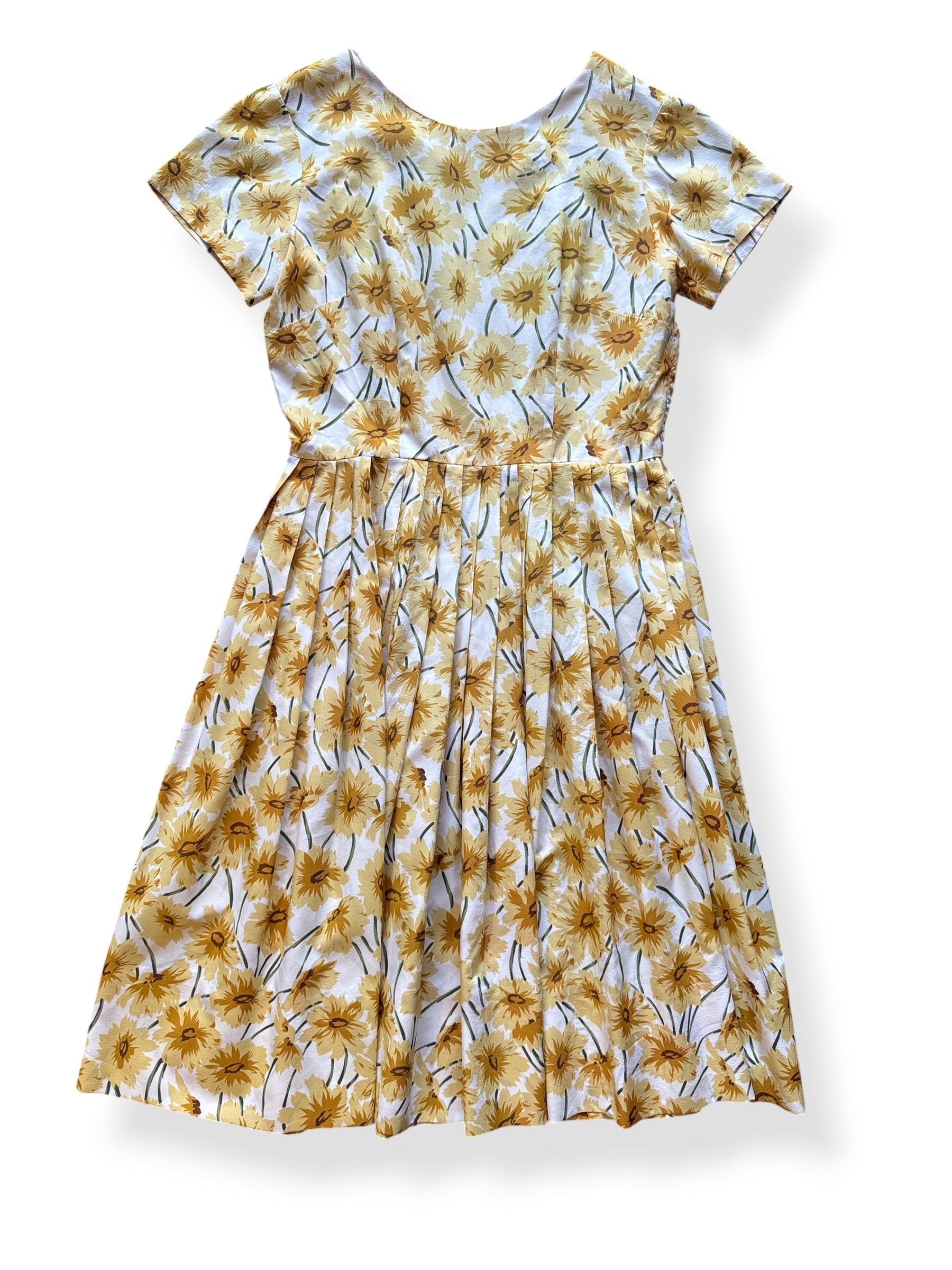 Back of Vintage 1950s Yellow Flower Dress SZ M