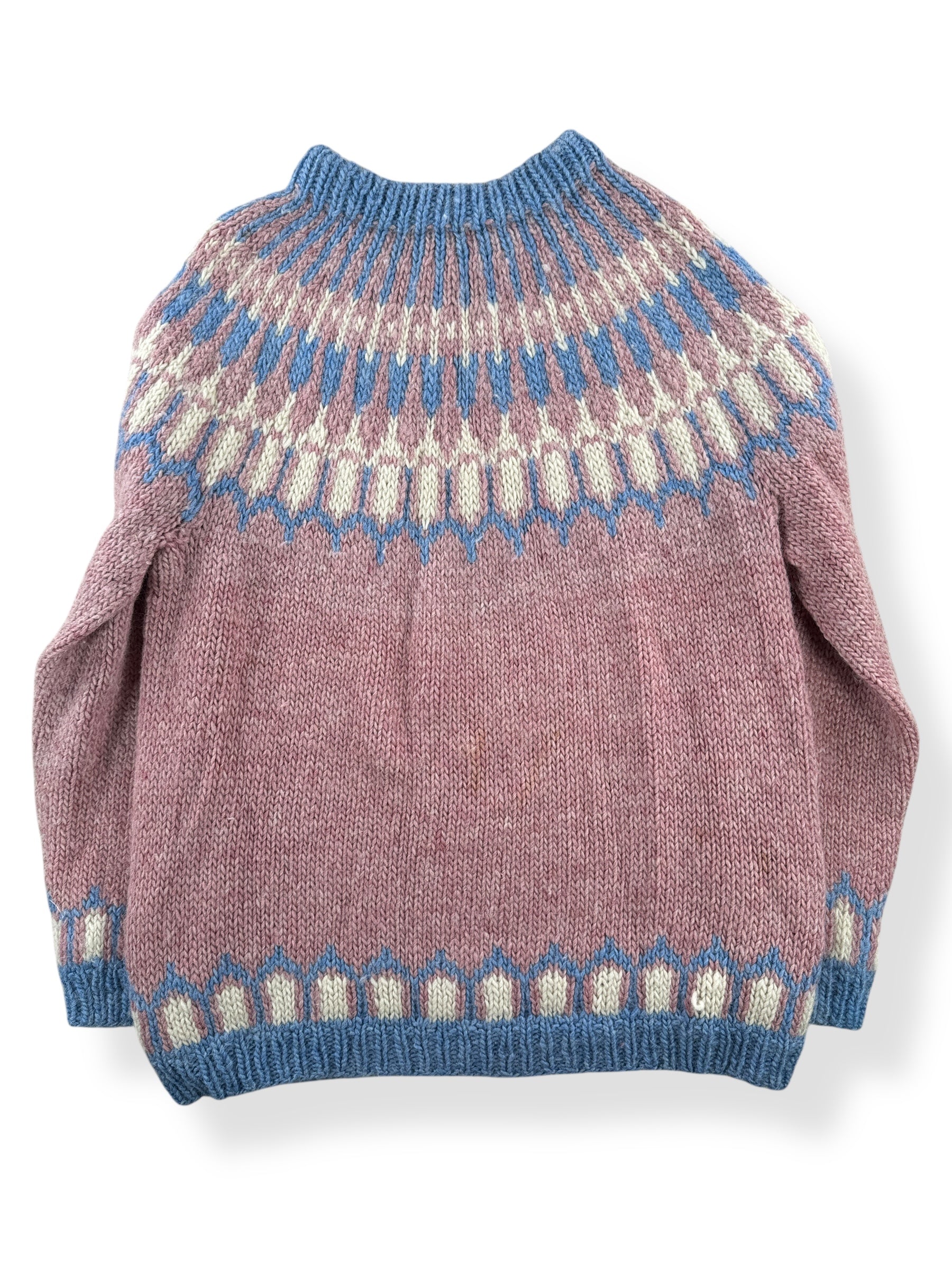 Back of Vintage Pink Nordic Sweater SZ L