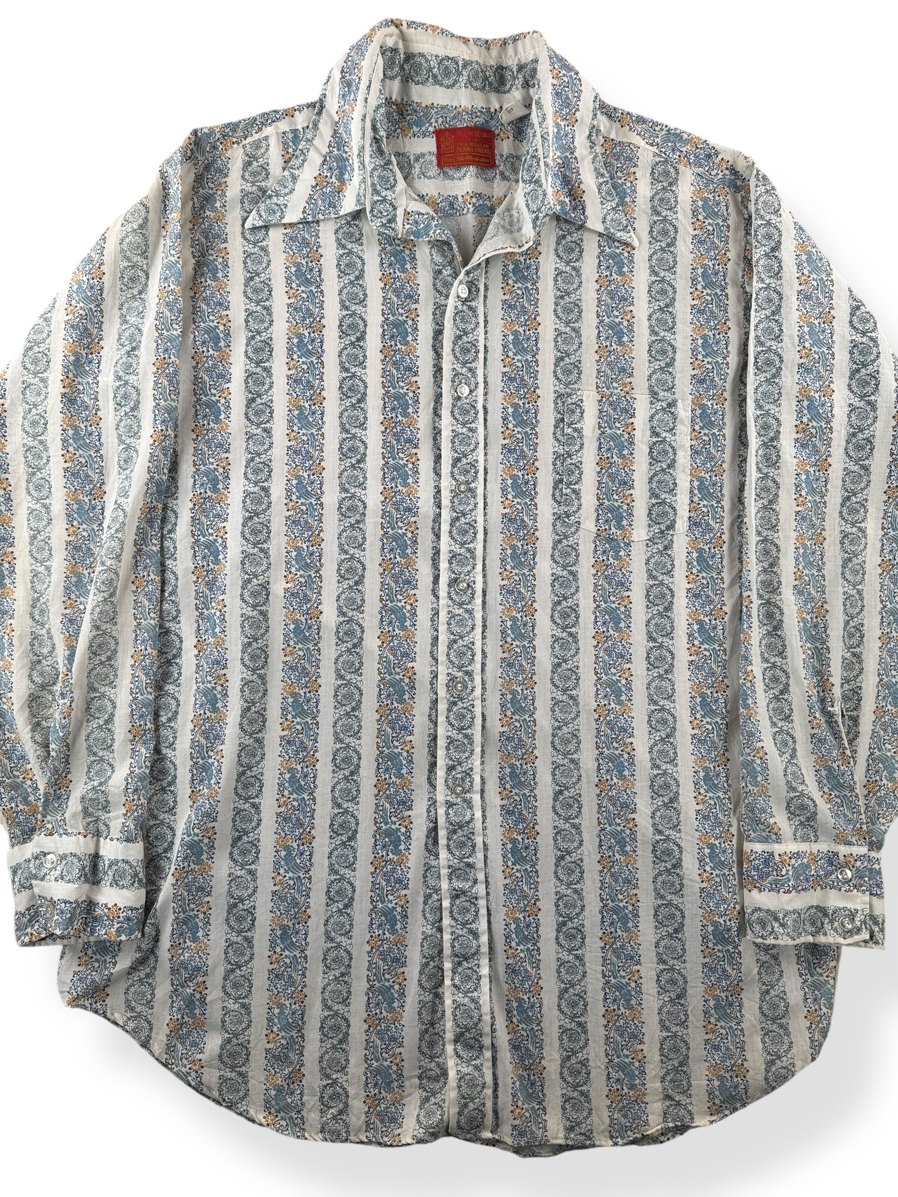 Front Close Up of Vintage Sears Kings Road Psychedelic Button Up Shirt SZ XXL (Fits XL)