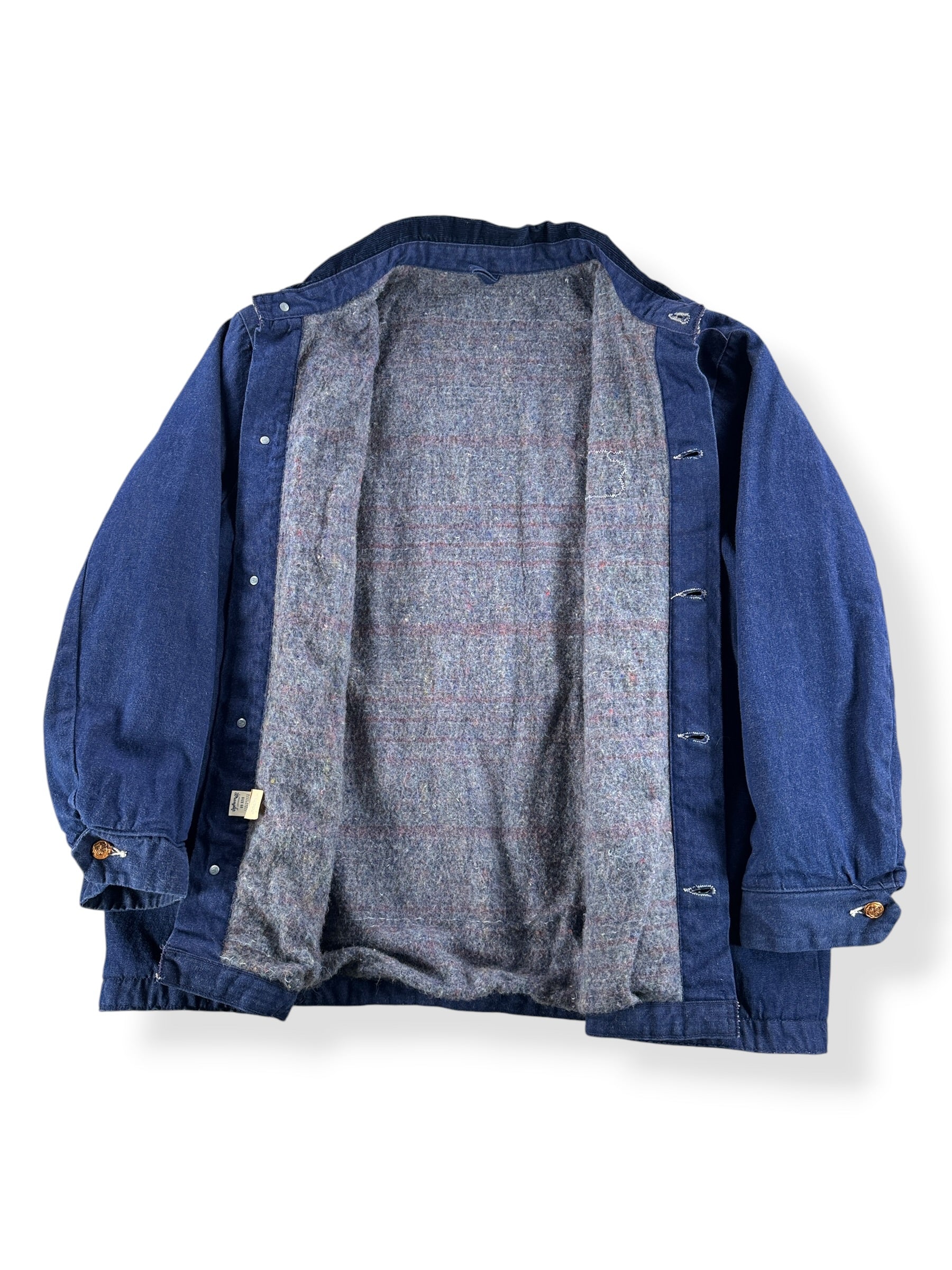 Inside of Vintage Wrangler Blanket Lined Denim Chore Coat SZ 50