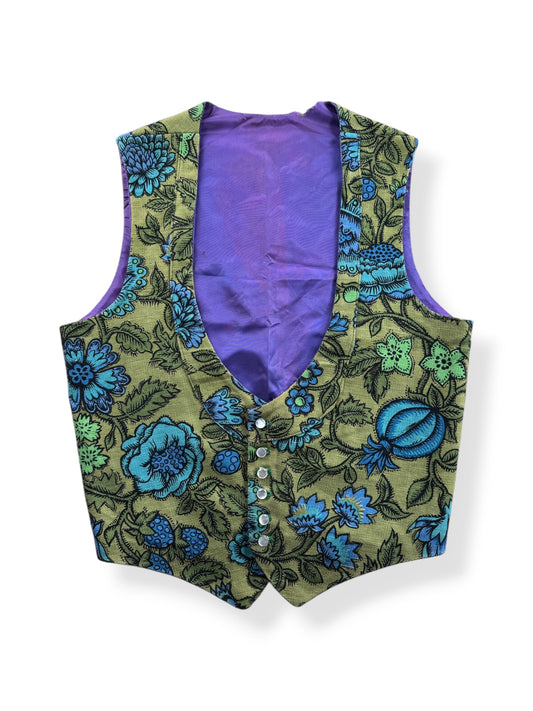 Front of Vintage Floral Tapestry Vest SZ M - AS IS