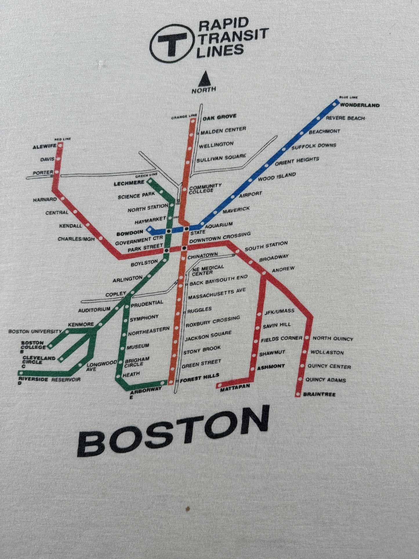 Graphic of Vintage Boston MBTA Subway Tee SZ L