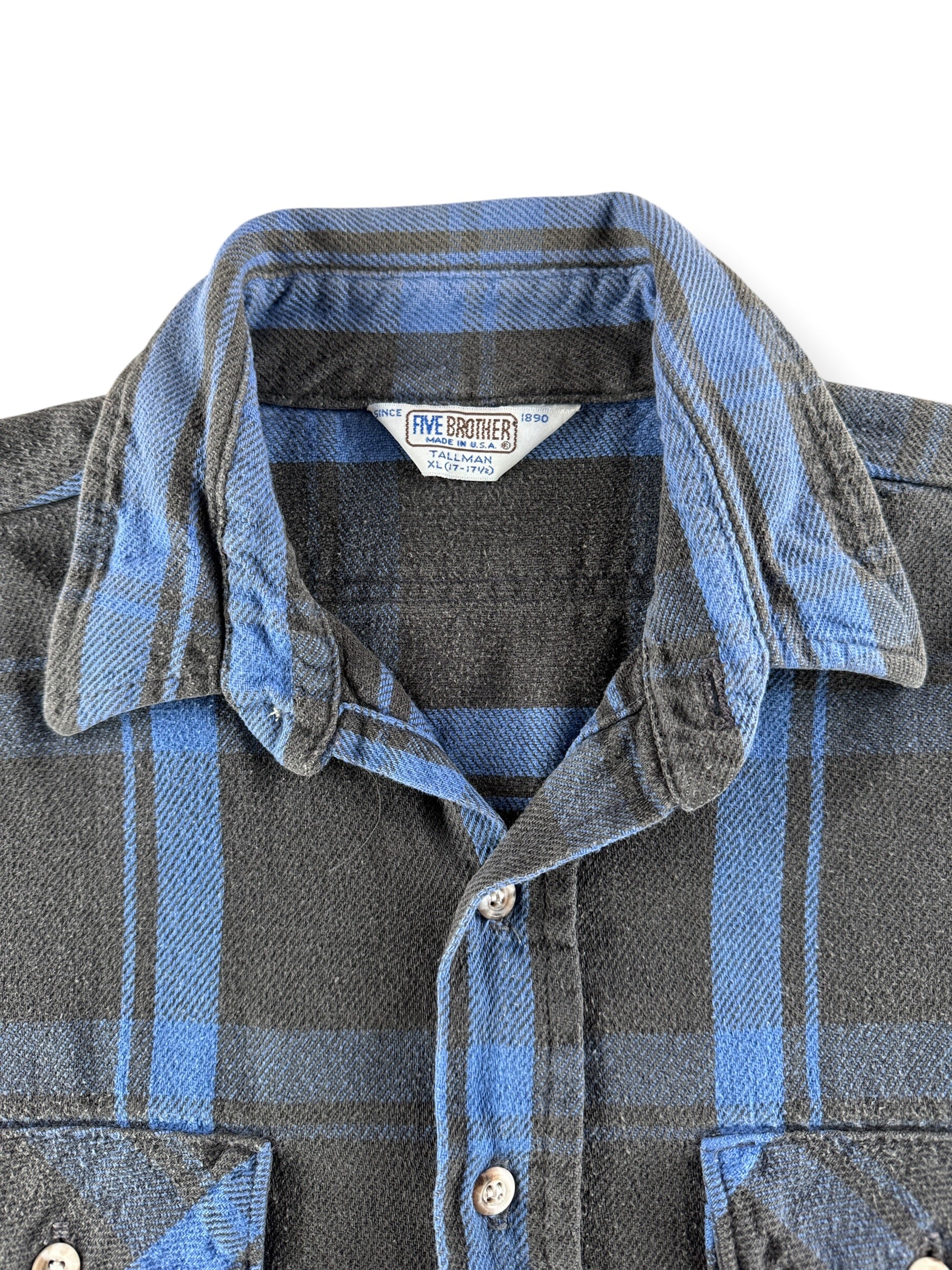 Collar on Vintage 80's Five Brother Cotton Flannel SZ XL
