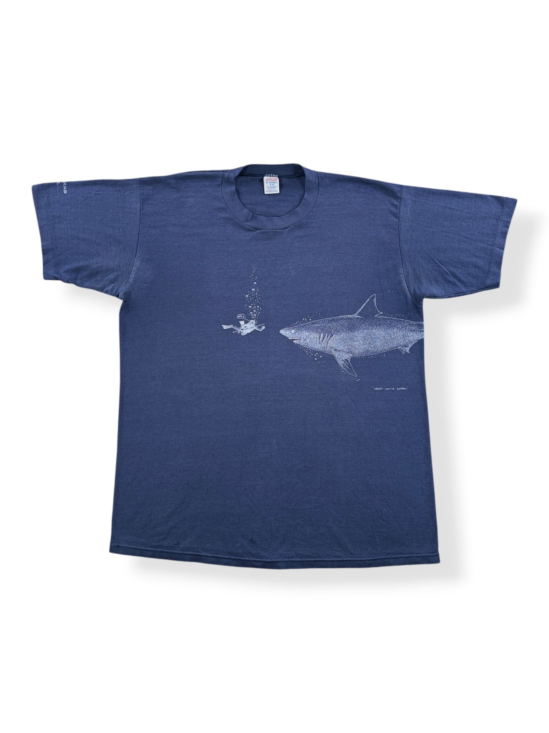 Front of Vintage Oh Shit Shark Tee S XL (Fits L)