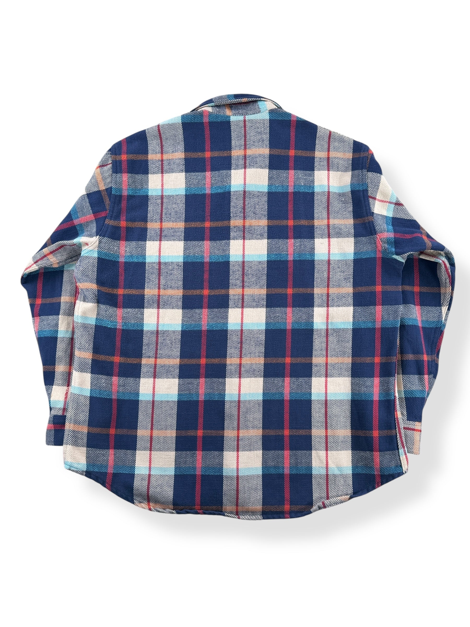 Back of Vintage Big Mac Navy Plaid Cotton Flannel SZ XL