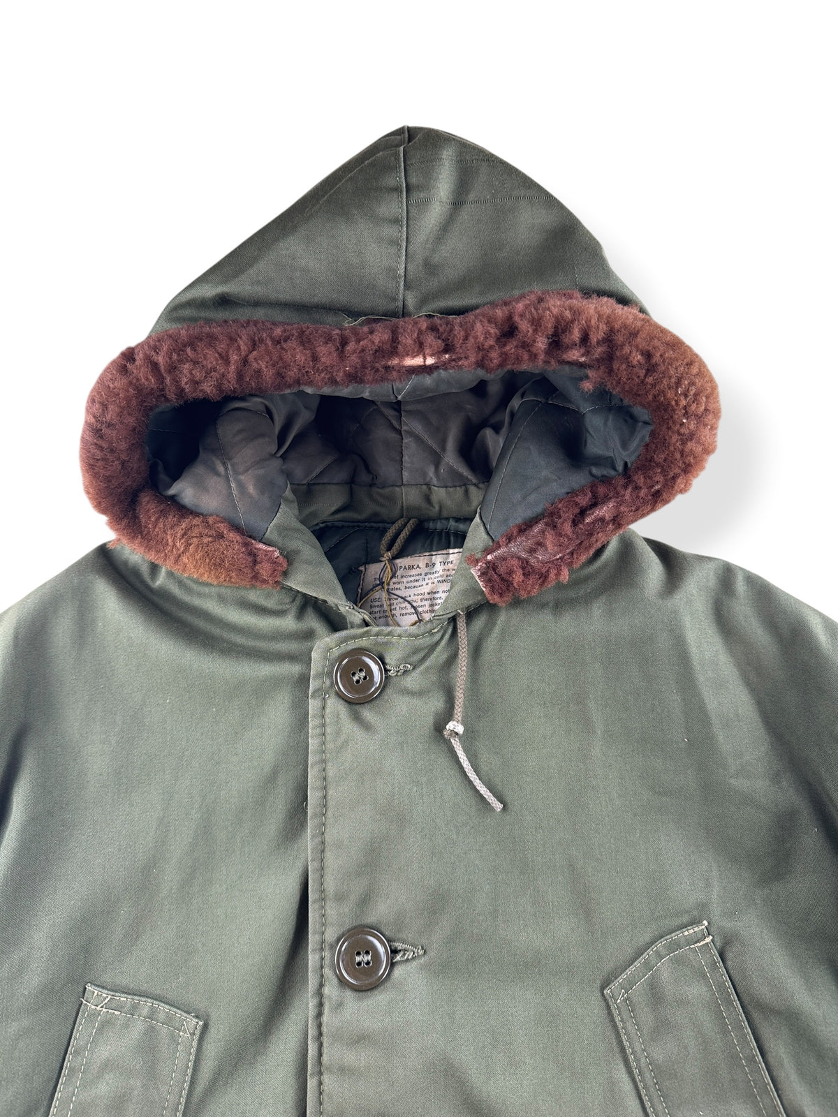 Hood on Vintage B-9 Civilian Parka SZ 42