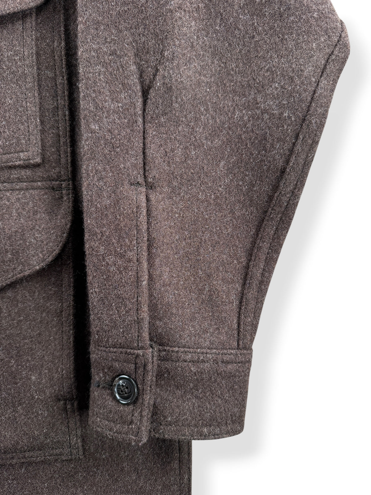 Cuff on Filson Mackinaw Brown Wool Cruiser SZ 38