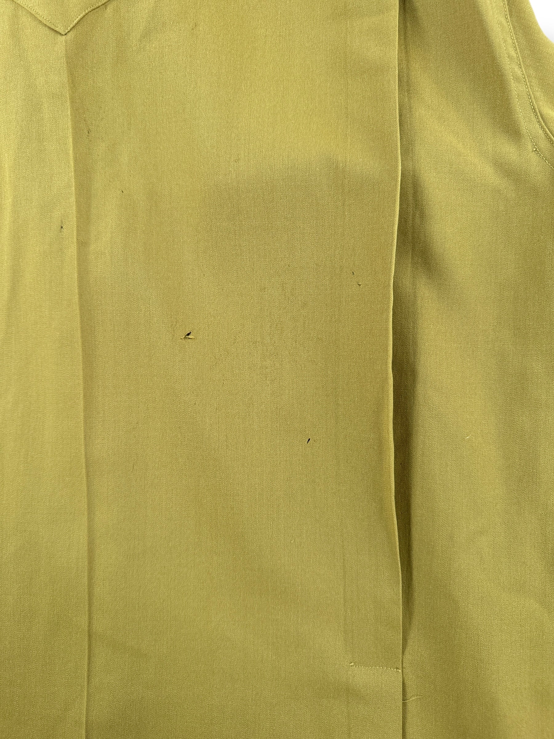 Holes on Vintage Jack Frost Chartreuse Pearl Snap SZ XXL