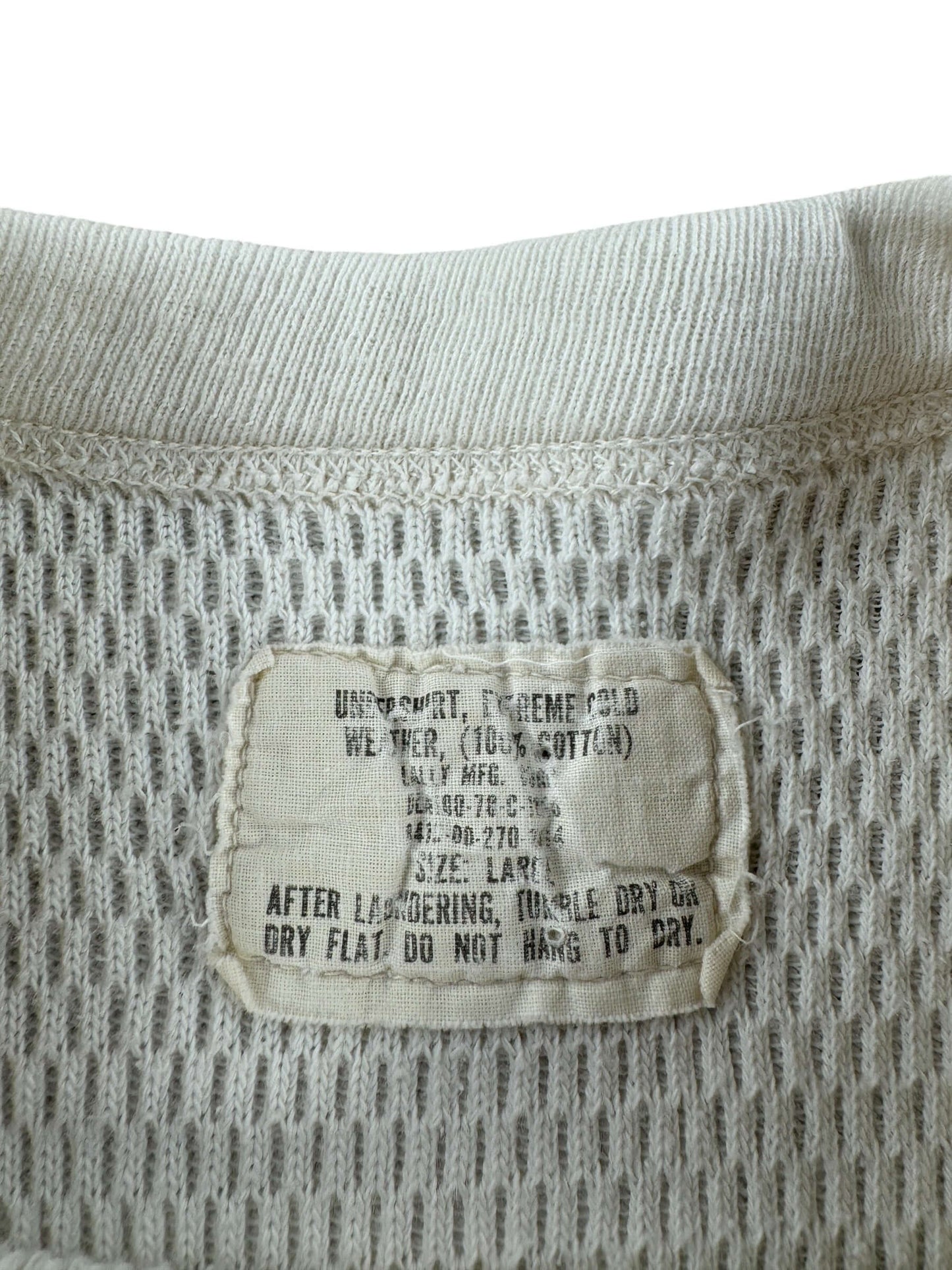 Tag on Vintage 70s Era Military Waffle Undershirt SZ M