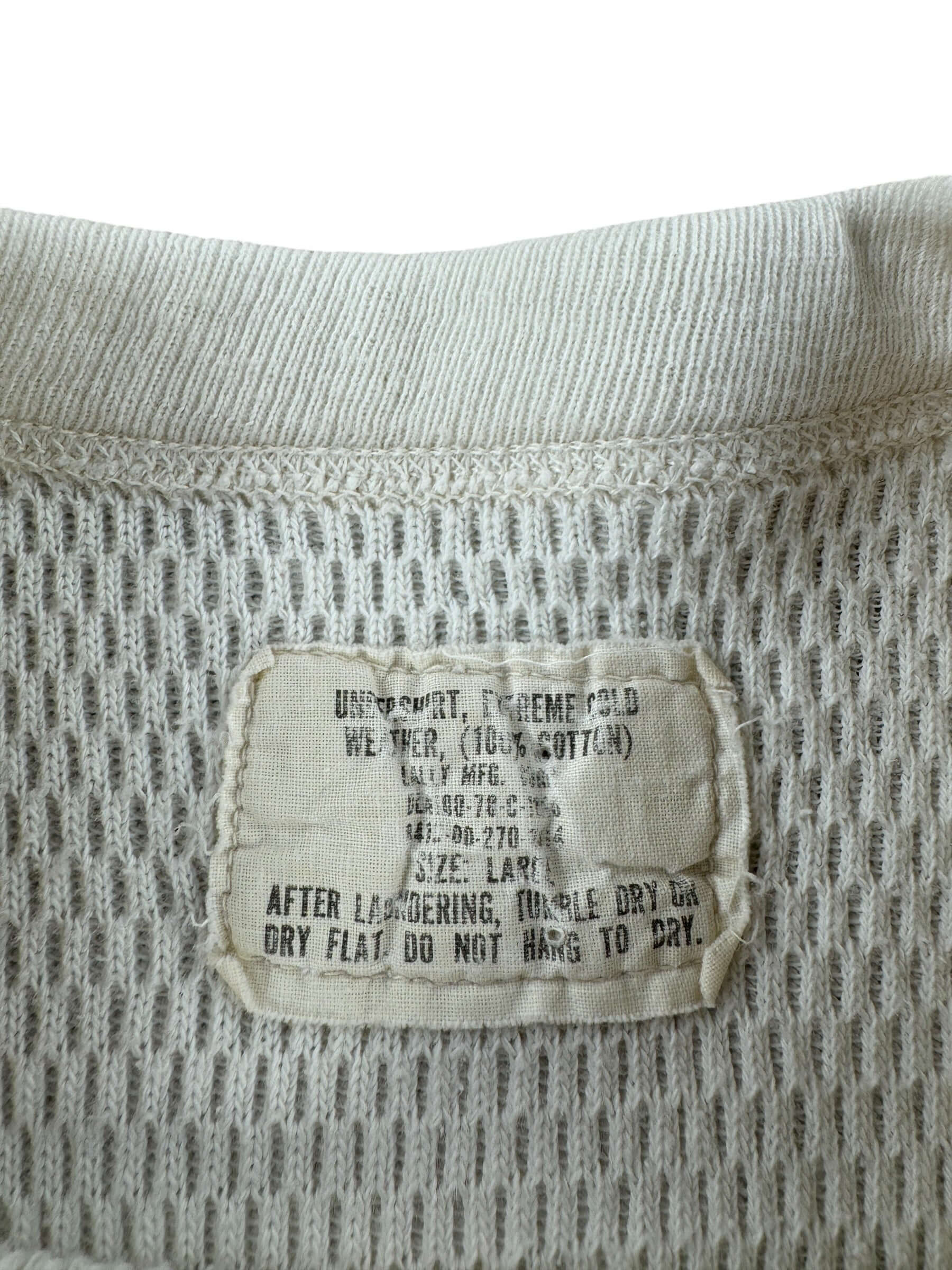 Tag on Vintage 70s Era Military Waffle Undershirt SZ M