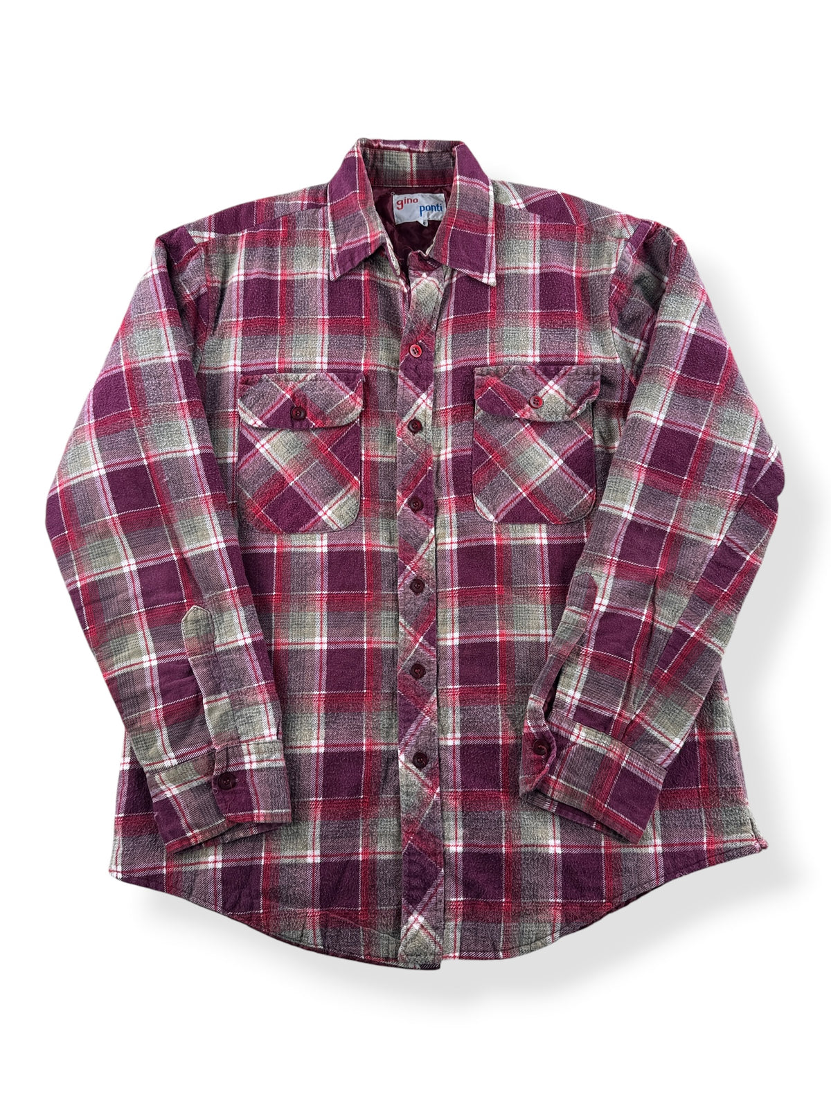 Front of Vintage 70s Printed Cotton Insulated Shadow Plaid Flannel SZ M