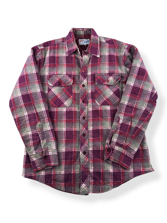 Front of Vintage 70s Printed Cotton Insulated Shadow Plaid Flannel SZ M