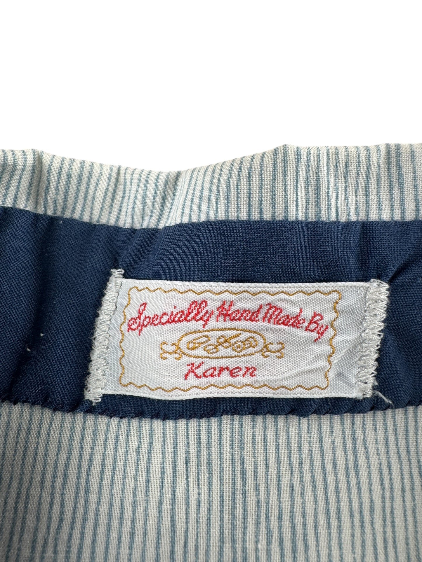 Label on Vintage Hand Made by Karen Two Tone Pearl Snap Shirt SZ M