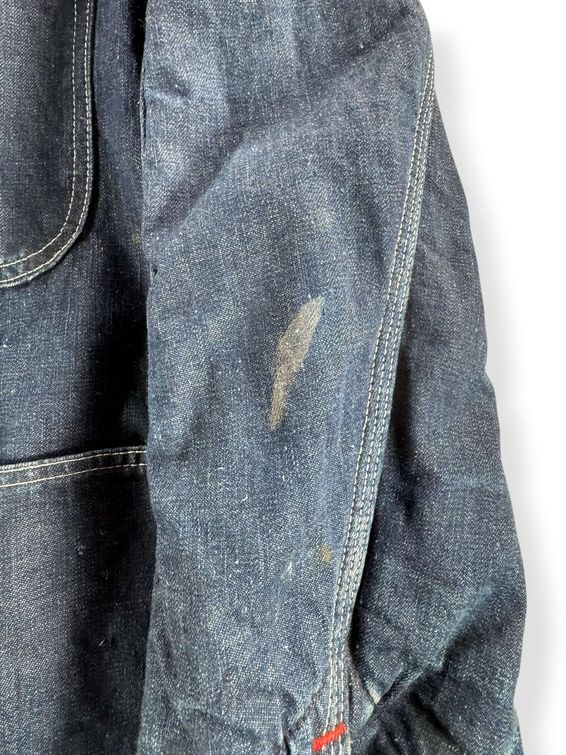 Stain on Vintage Penney's Pay Day Blanket Lined Denim Chore Coat SZ 40