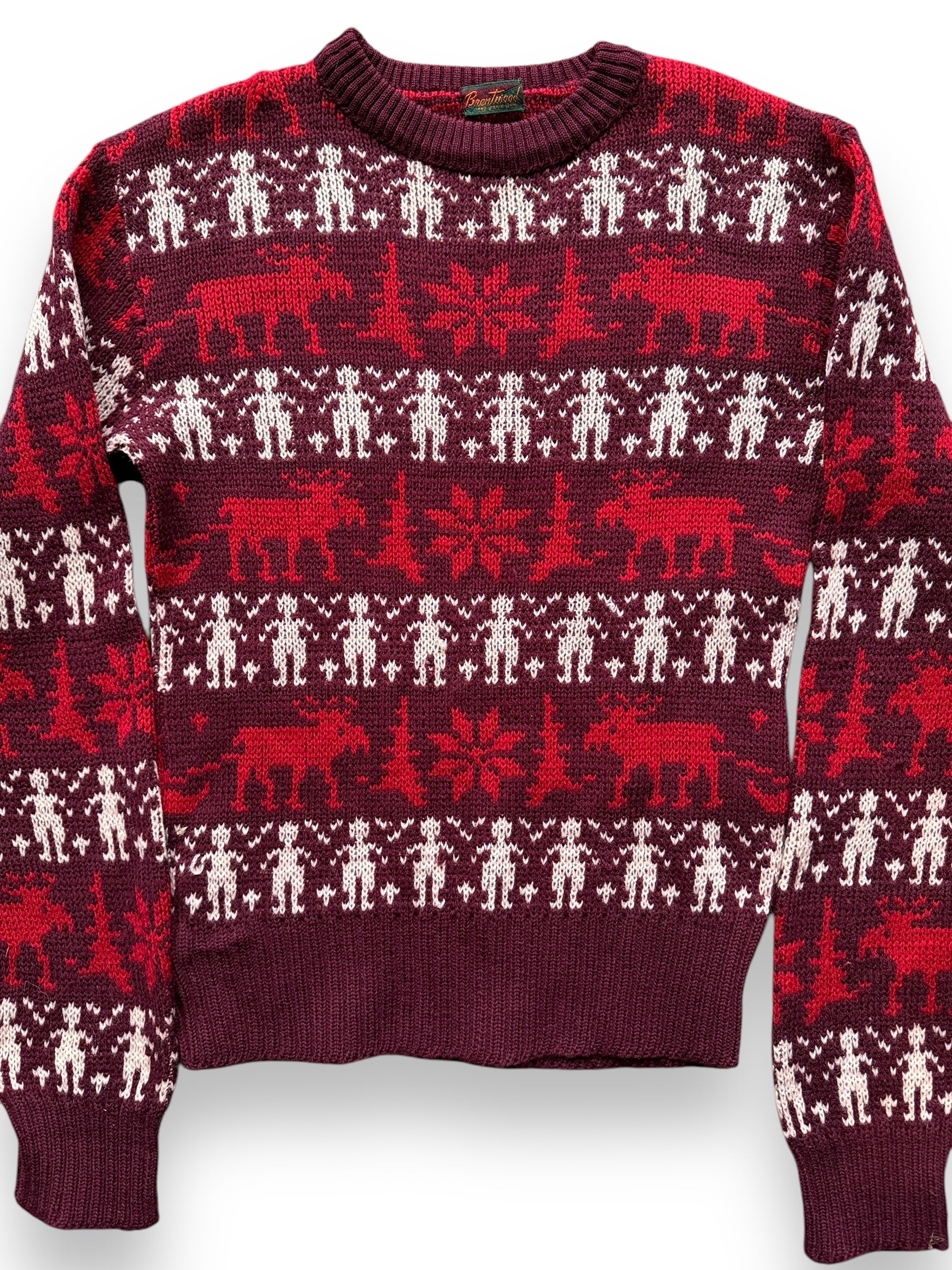 front of Vintage Brentwood Festive Moose Knit Sweater SZ M