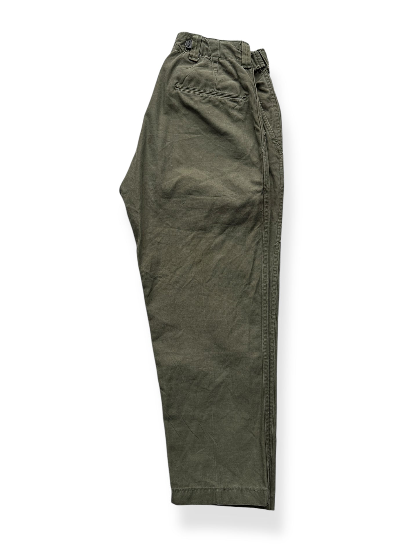 Unfolded WWII Era M-43 13 Star Olive Drab Trousers W30