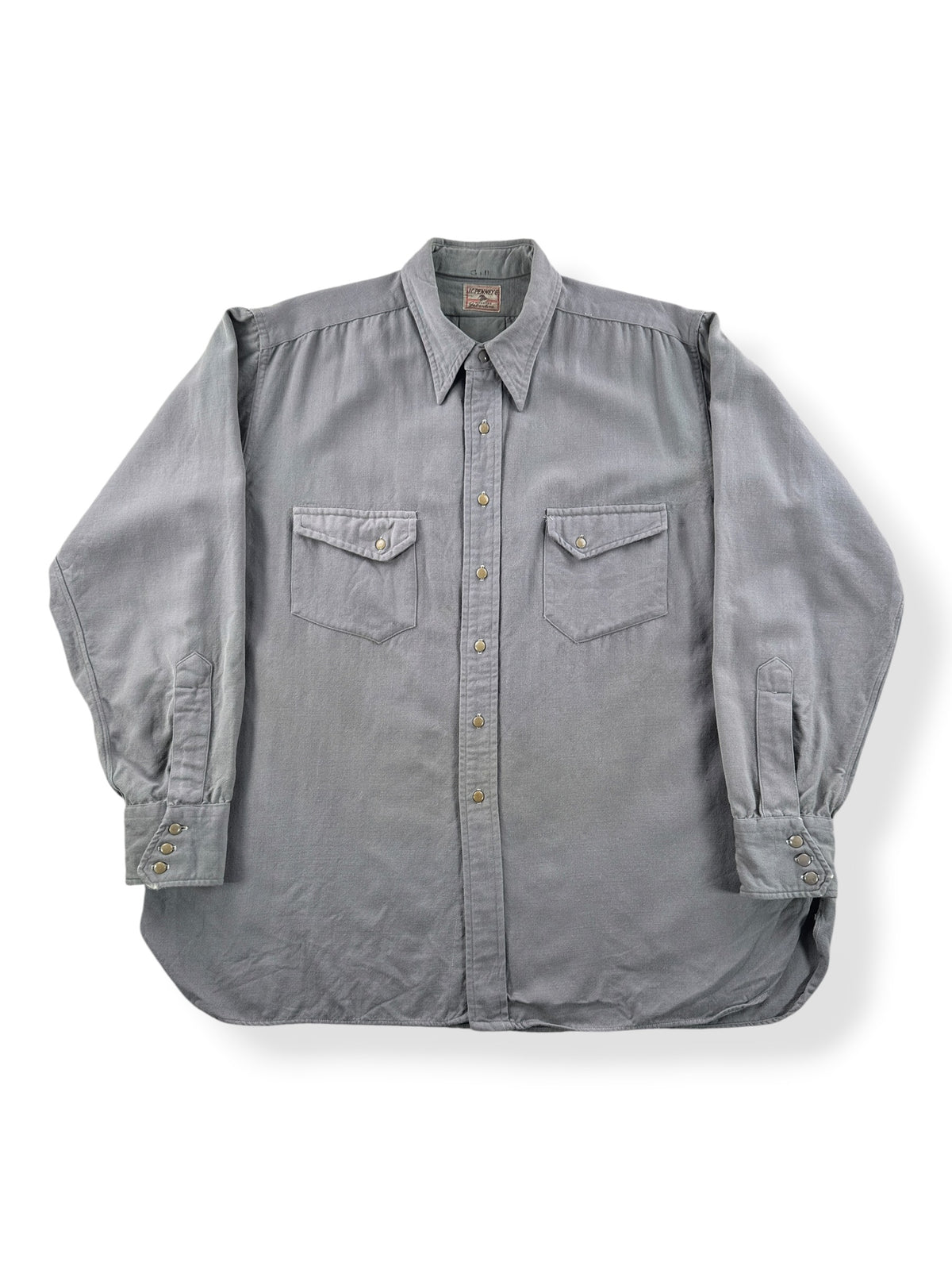 Front of Vintage 50s JC Penney Worsted Wool Gabardine Shirt SZ L