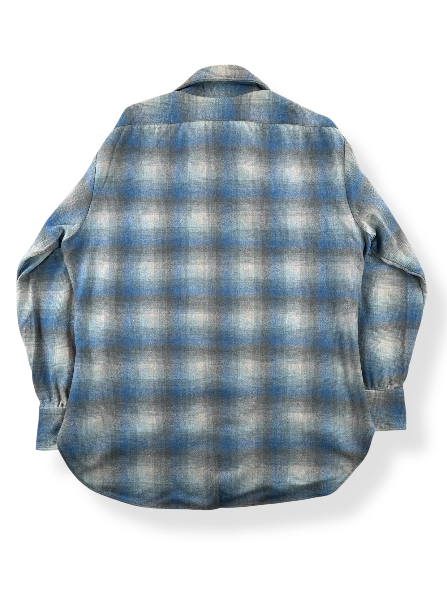 Back of Vintage Pendleton Shadow Plaid Pearl Snap SZ L
