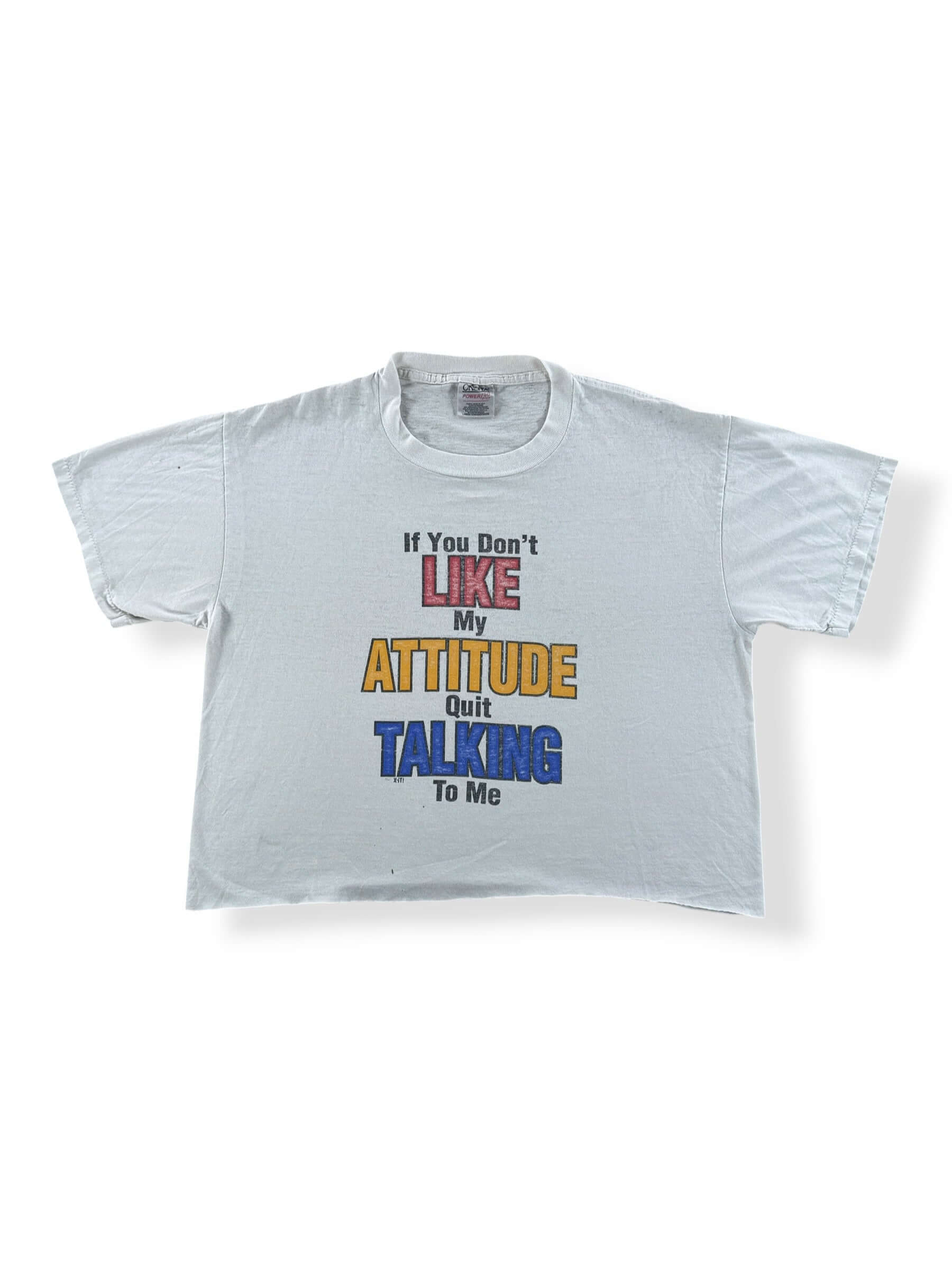 Front of Vintage Attitude Crop Top SZ L
