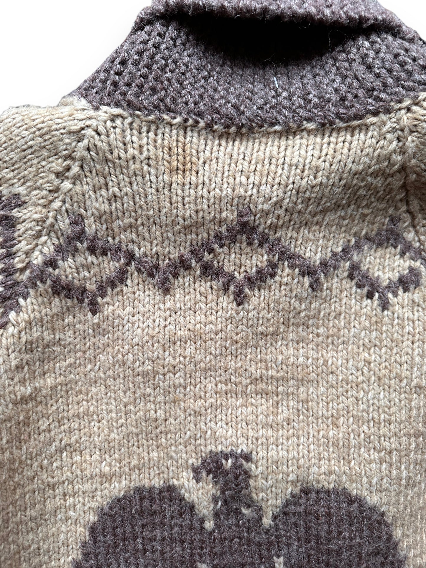 Small Stain Near Collar on Vintage Eagle Cowichan Sweater SZ M | Vintage Cowichan Sweaters Seattle | Barn Owl Vintage Seattle