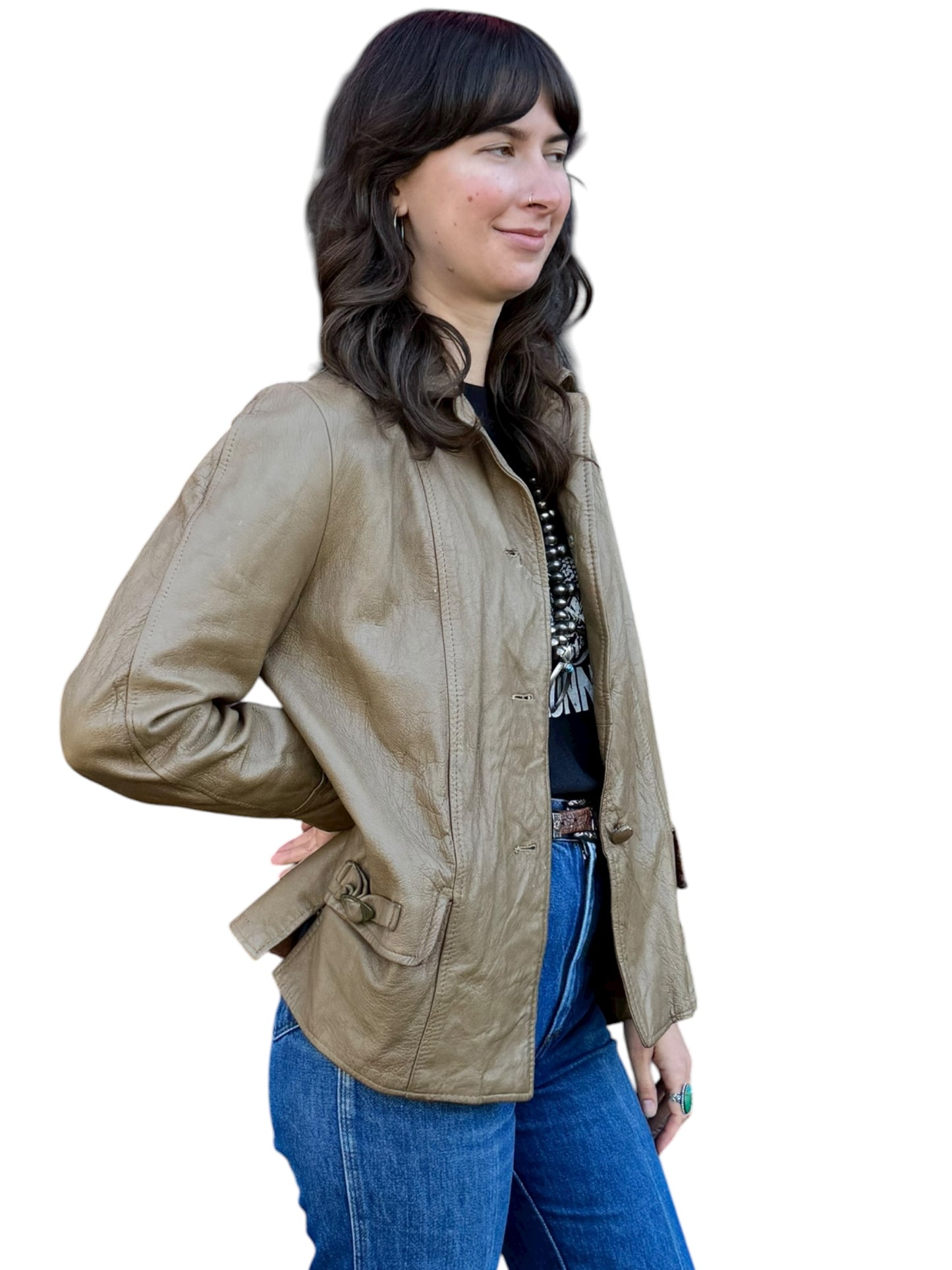 Vintage Womens 40s-50s Light Brown Leather Jacket SZ L