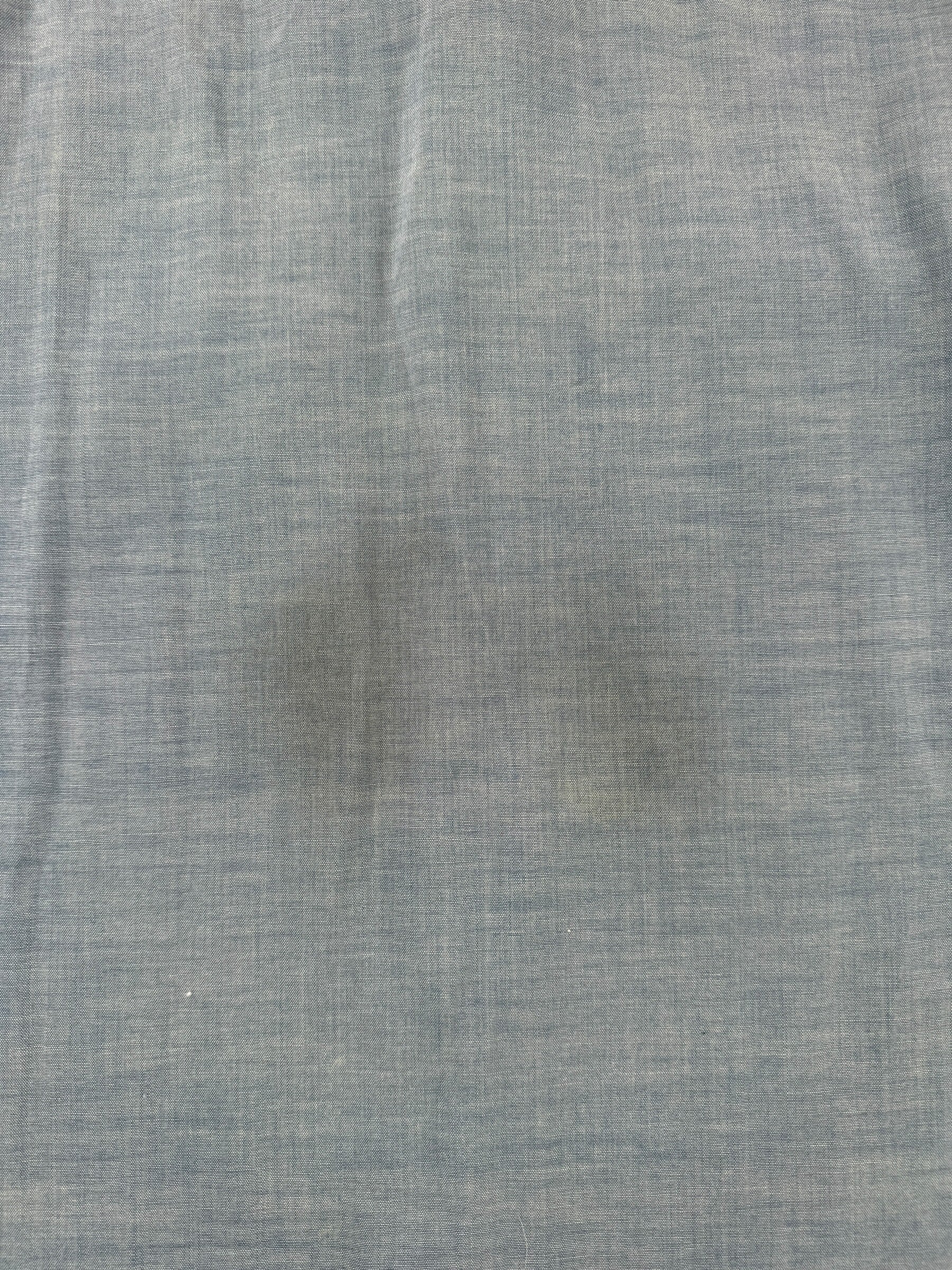 Stain on Back of Vintage Big Mac 50/50 Chambray Shirt SZ L