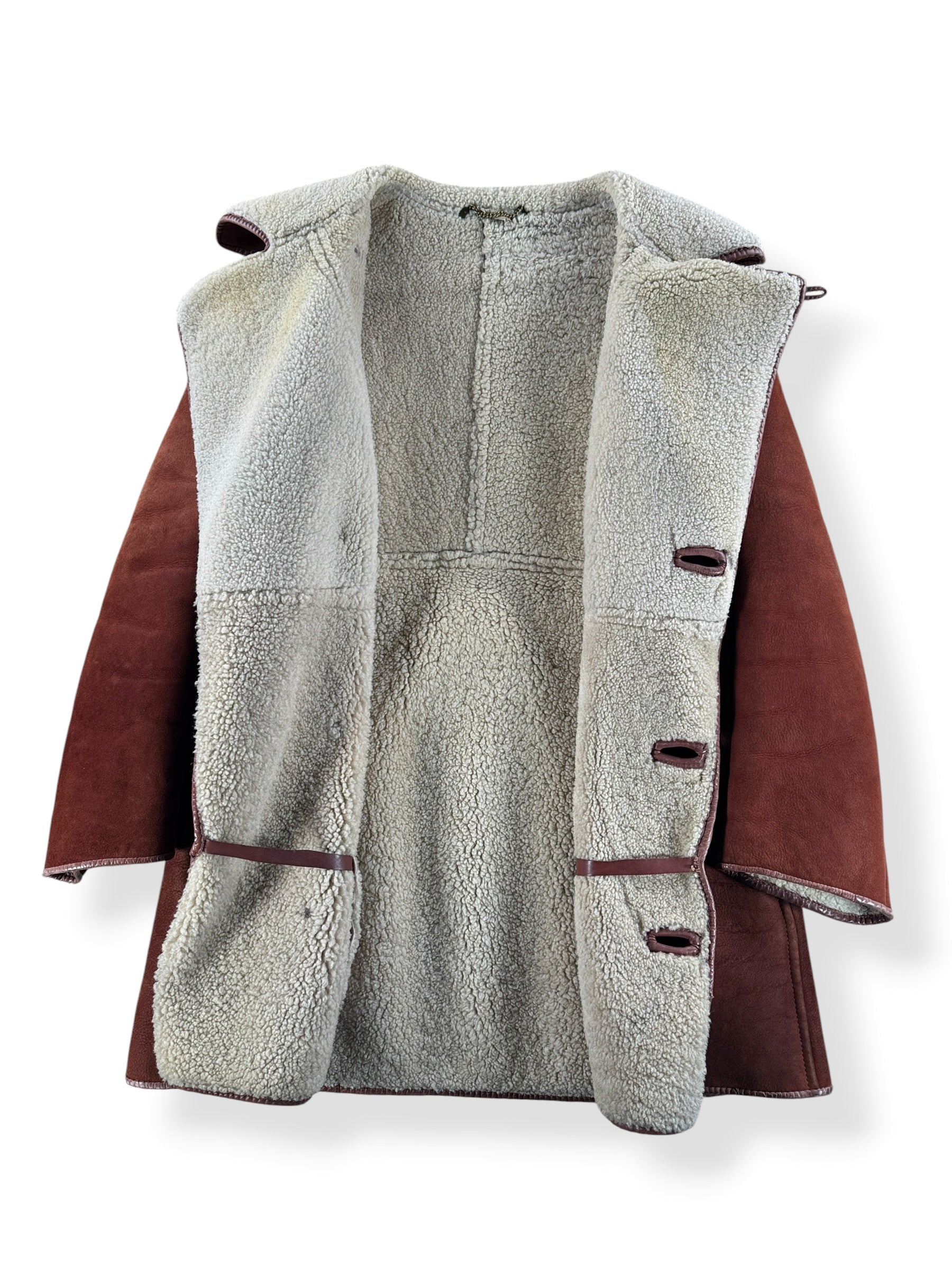 Inside of Vintage Antartex Lambskin Suede Sherpa Lined Coat SZ M