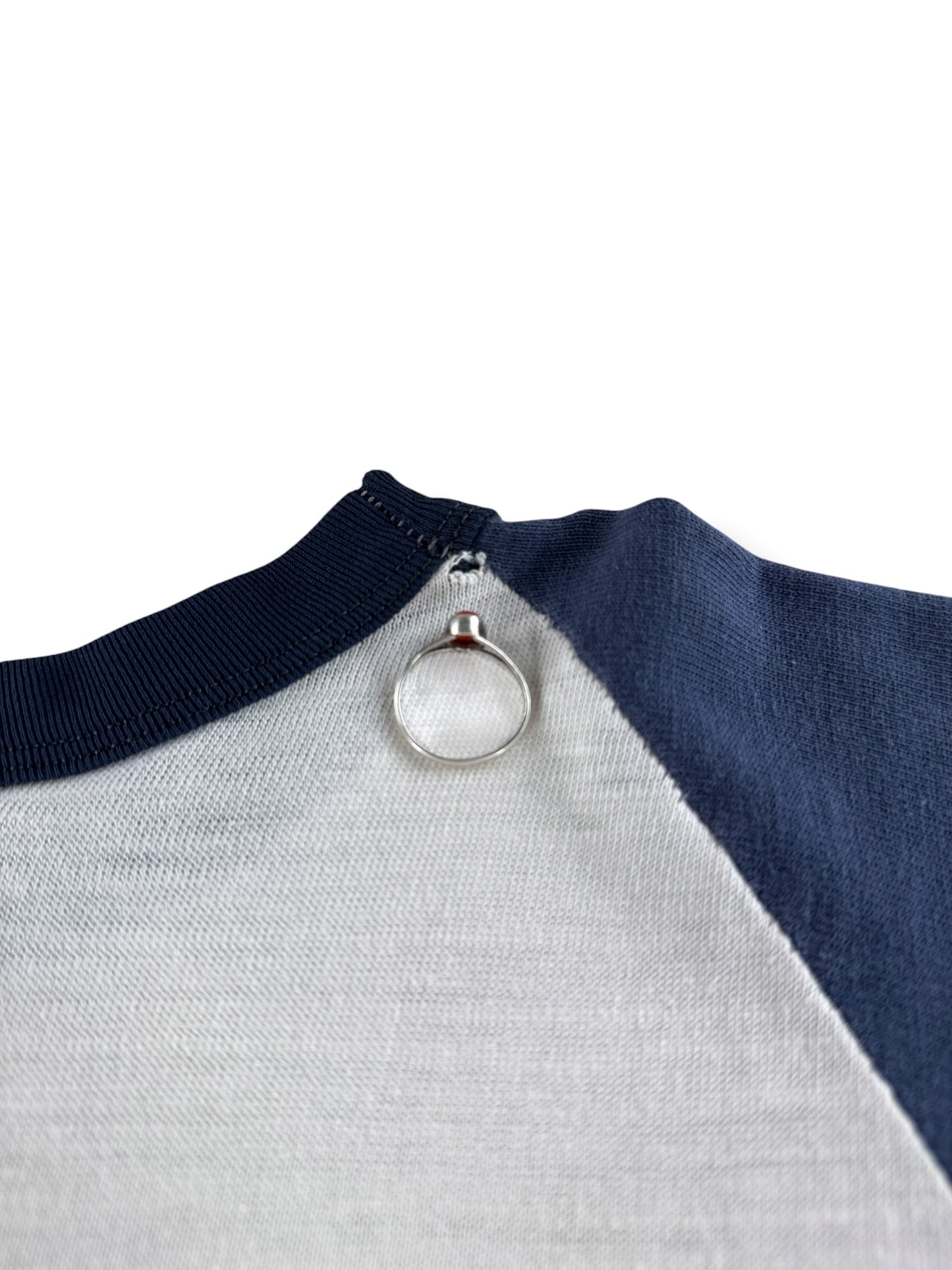 Small hole on collar of Vintage '79 Utopia Todd Rundgren Raglan Tee SZ L (Fits M)