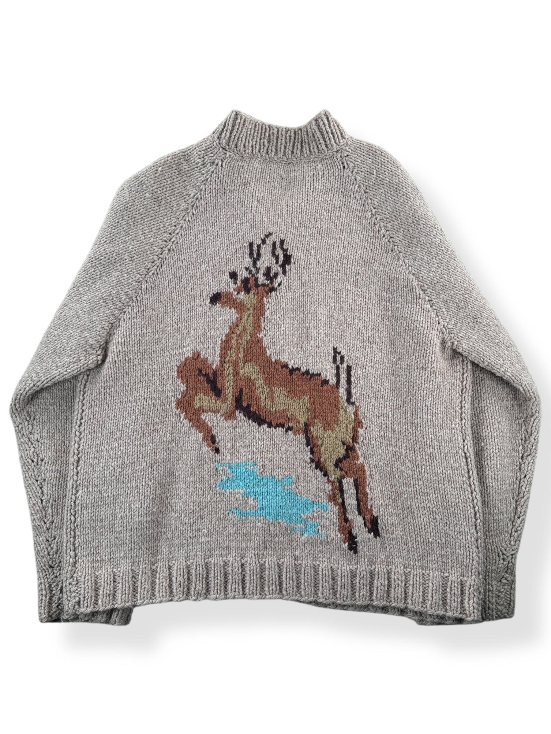 Back of Vintage Cowichan Style Deer Sweater SZ XXL