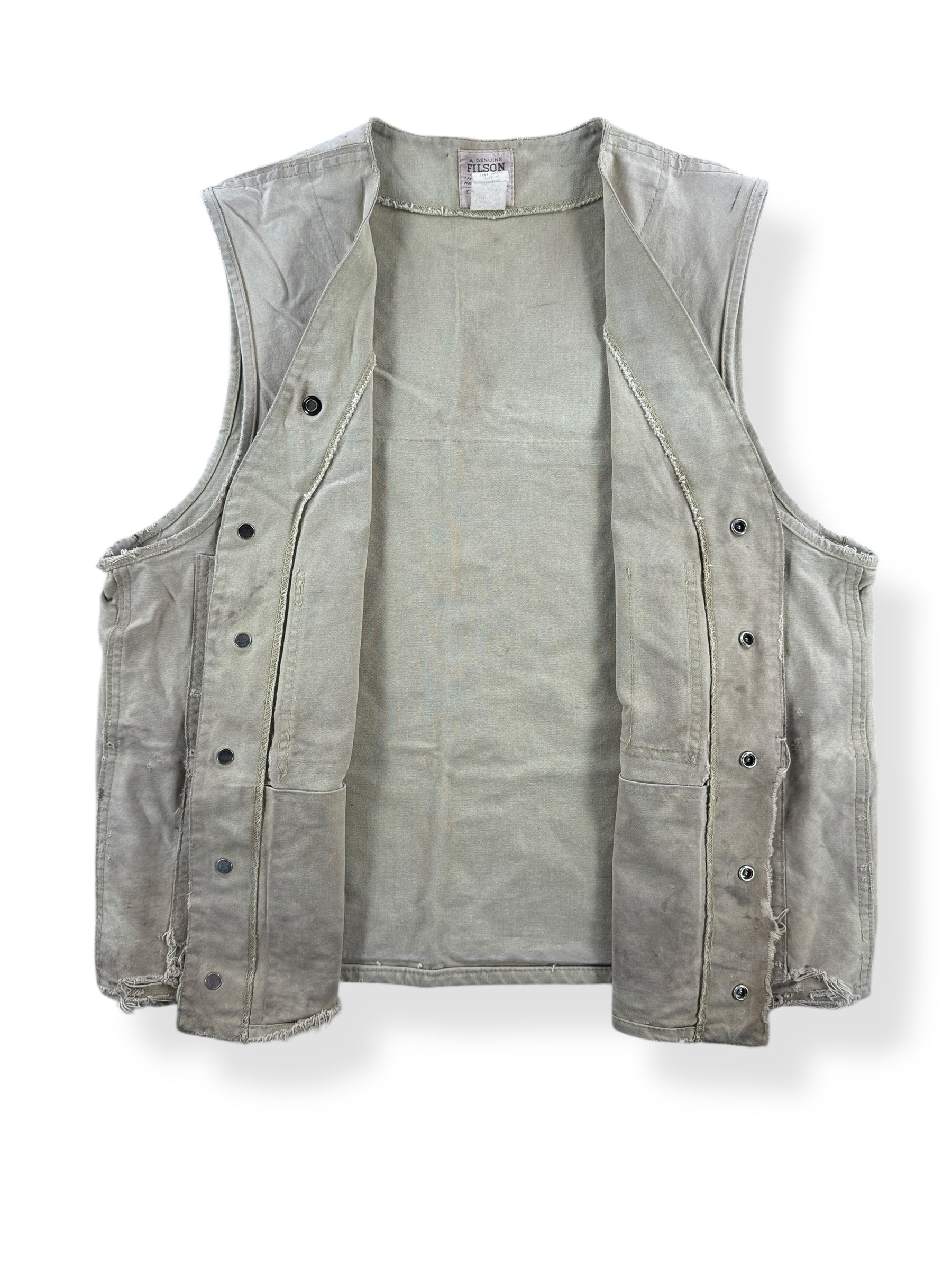 Inside of Vintage Thrashed Filson Style 8 Hunting Vest SZ 42