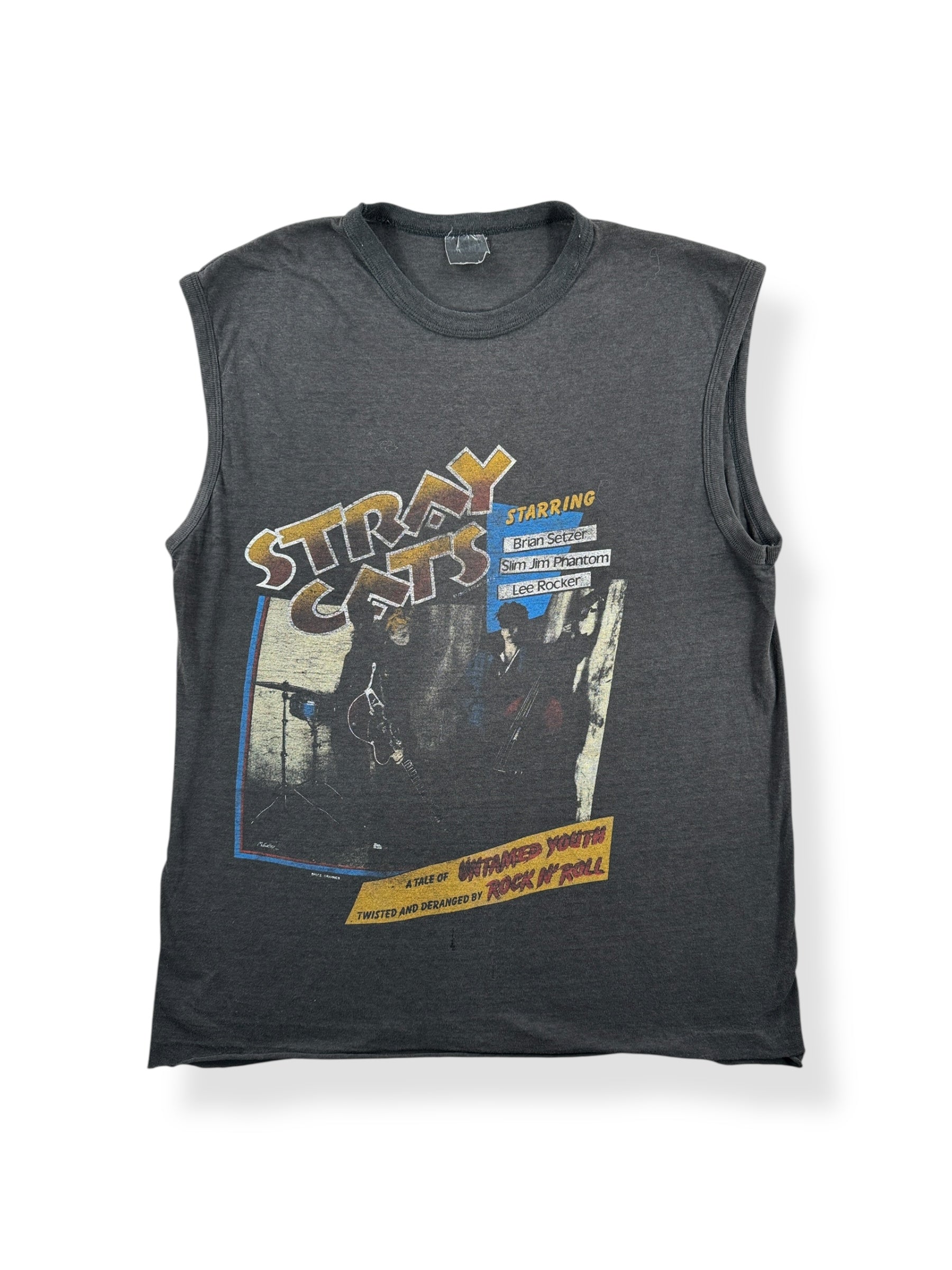 Front of Vintage 1983 Stray Cats Struttin Across America Tour Tee SZ M