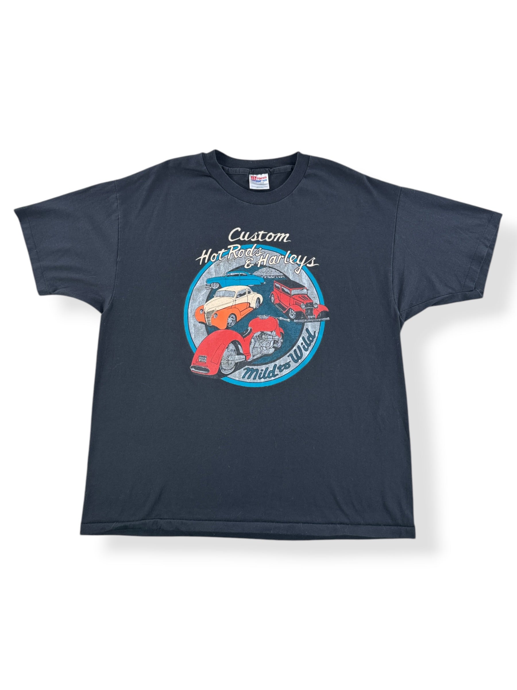 Front of Vintage Hot Rods & Harleys Tacoma Tee SZ XL