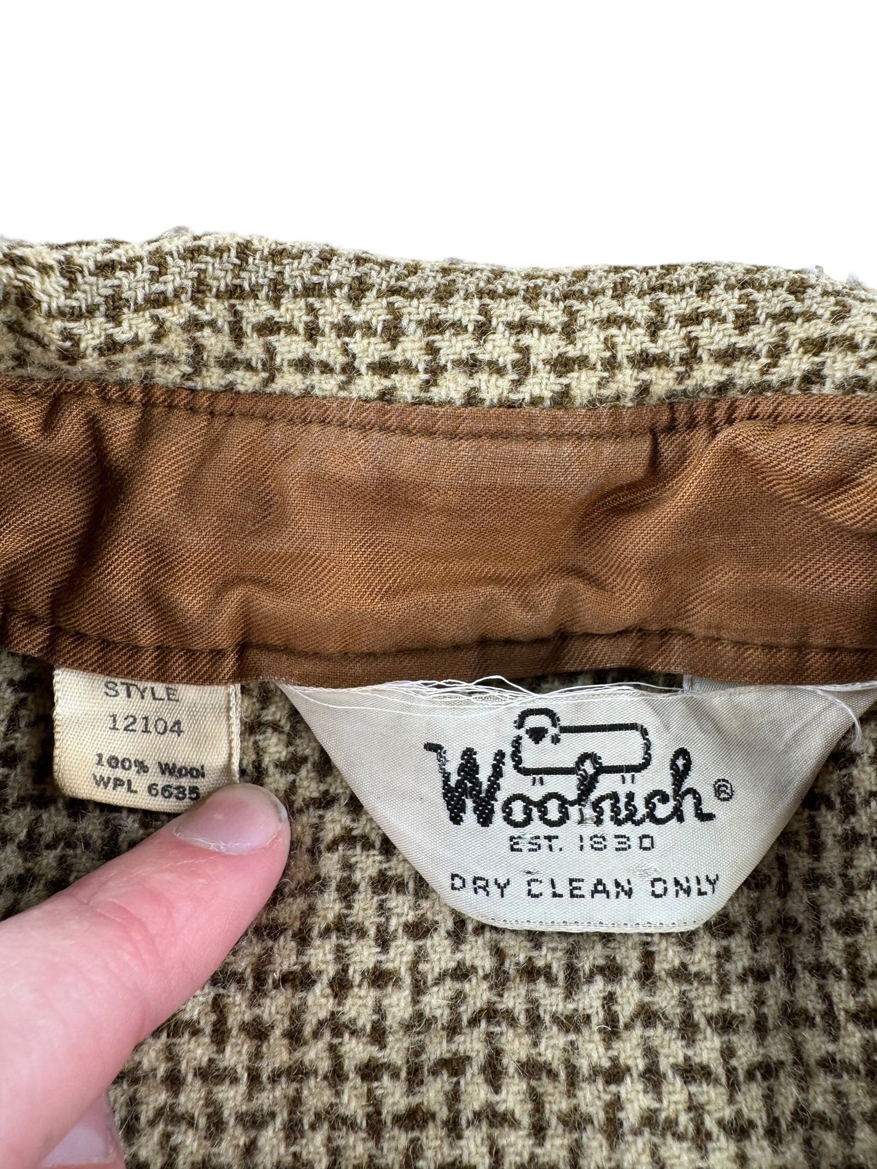 Label on Vintage Woolrich Houndstooth Shirt Jac SZ L