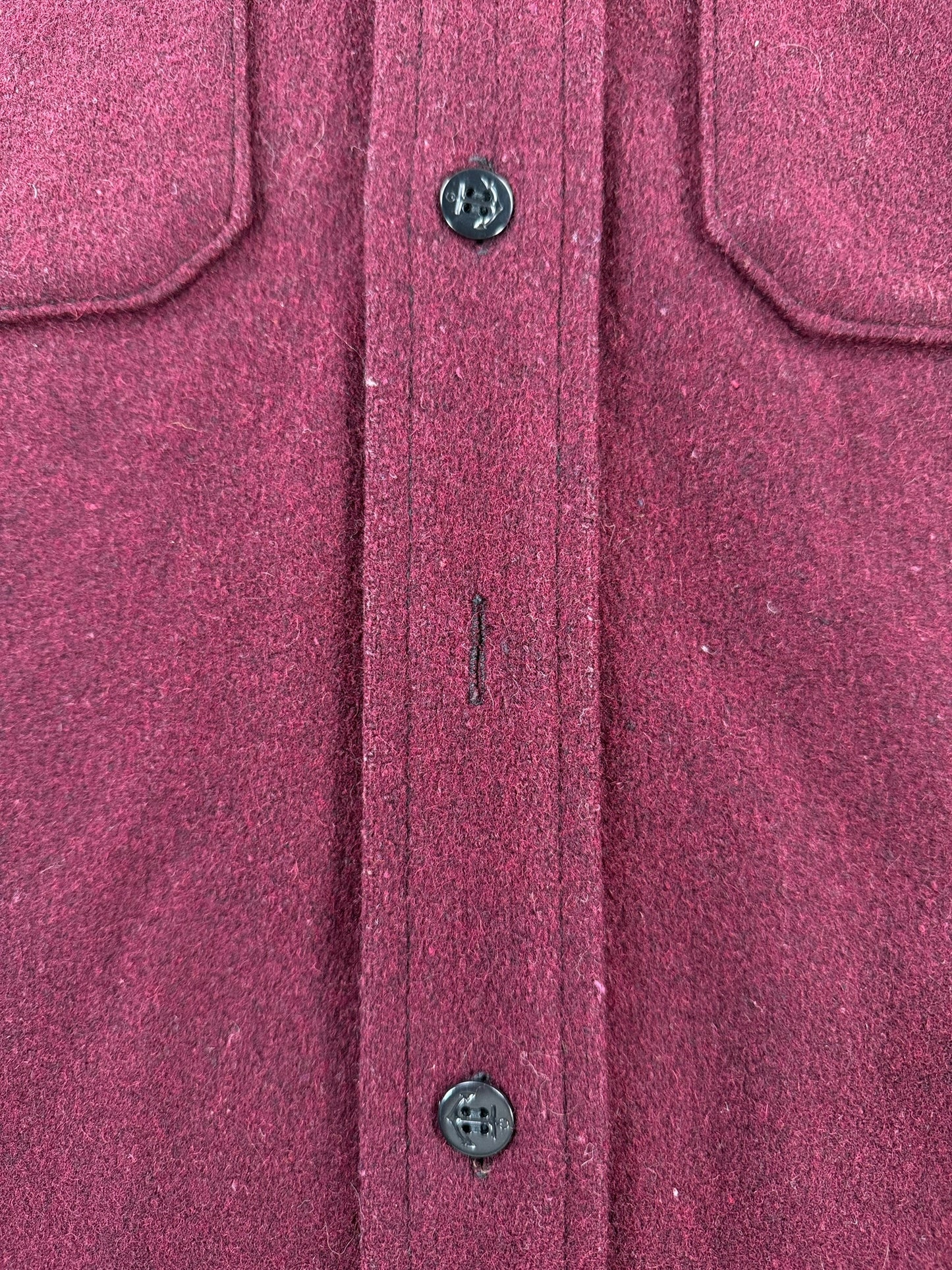Missing Button on Vintage Maroon CPO Top SZ M AS IS