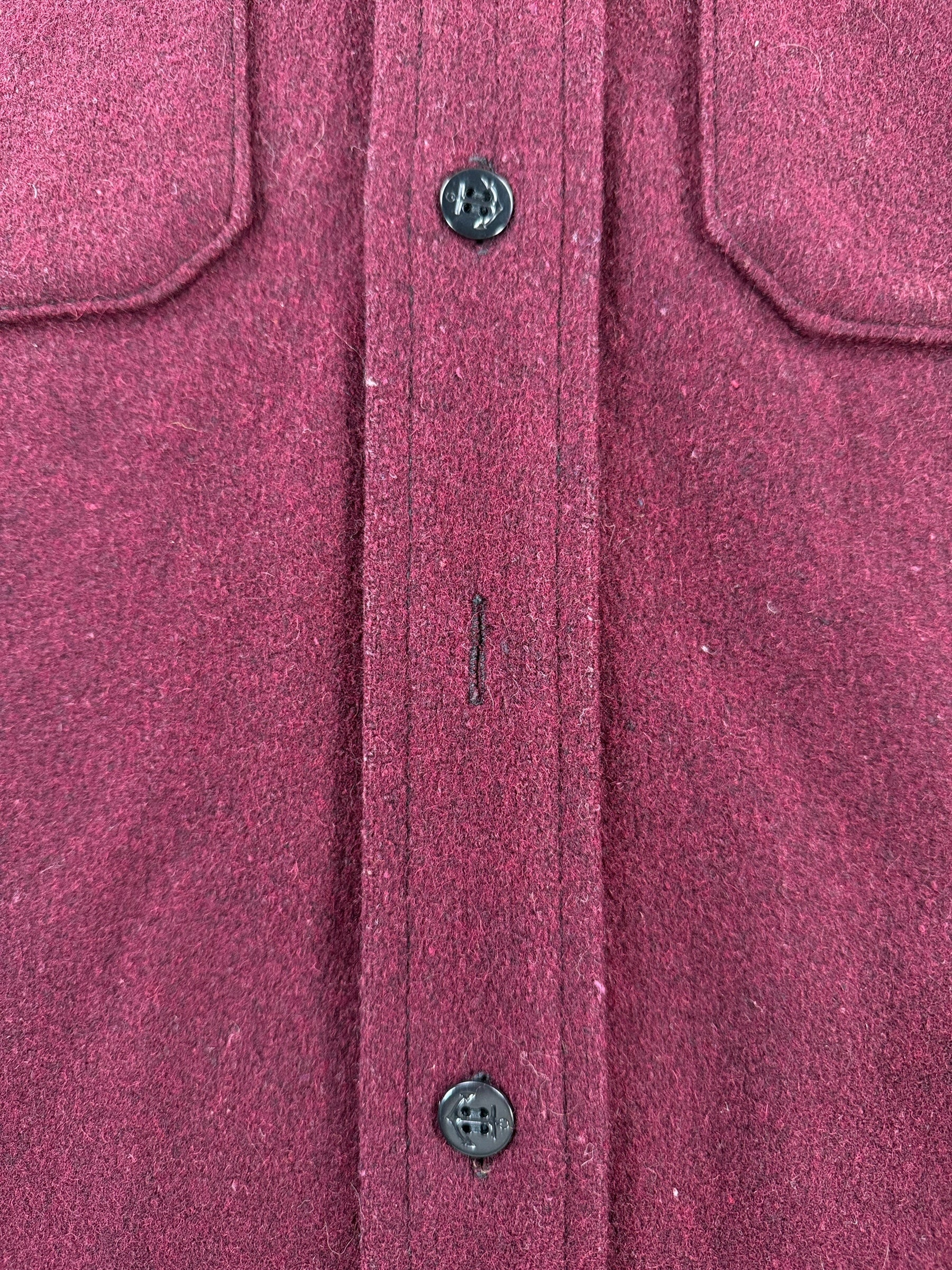Missing Button on Vintage Maroon CPO Top SZ M AS IS