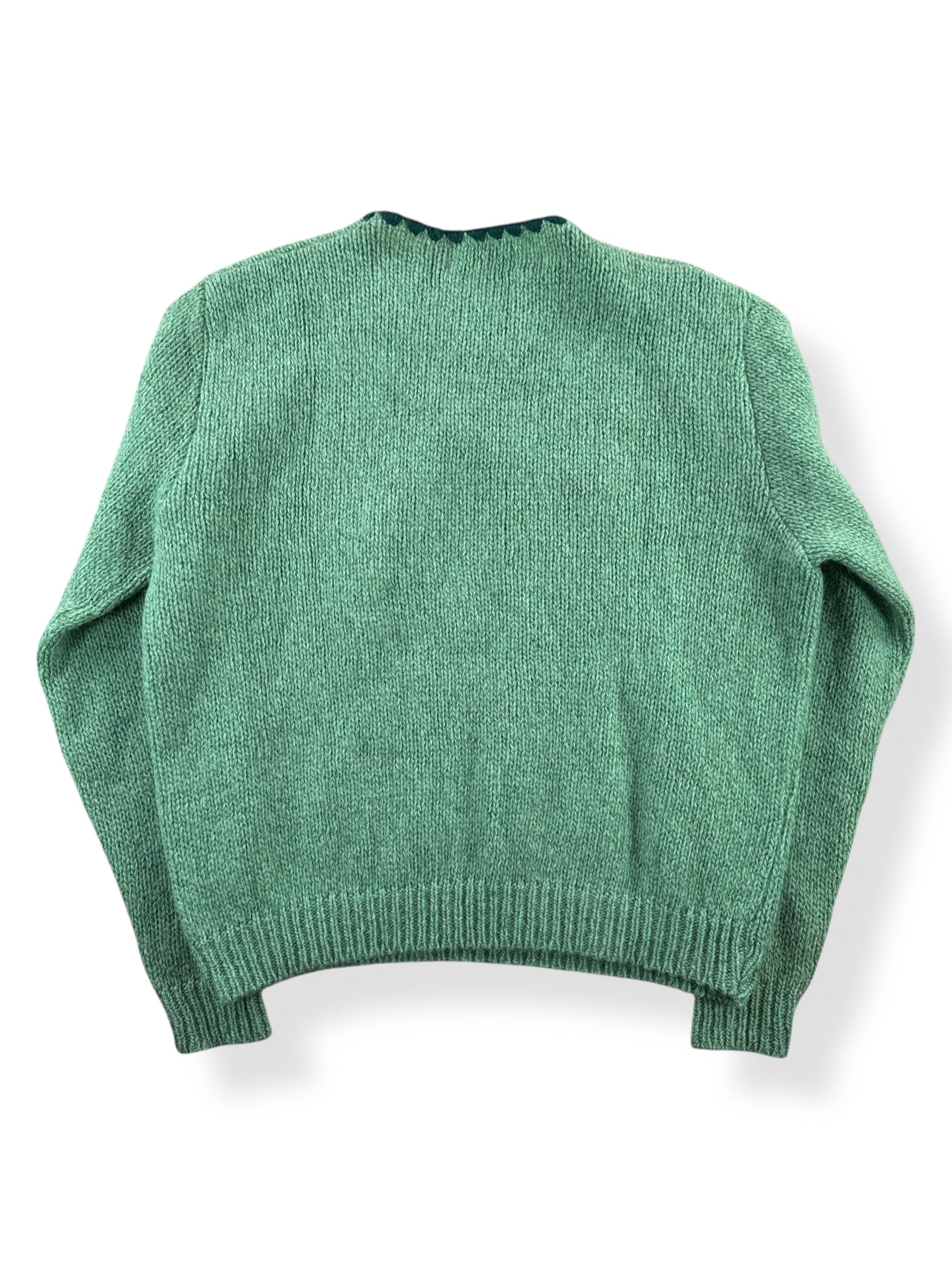 Back of Vintage Wool Rayon Blend Green Knit Sweater SZ M