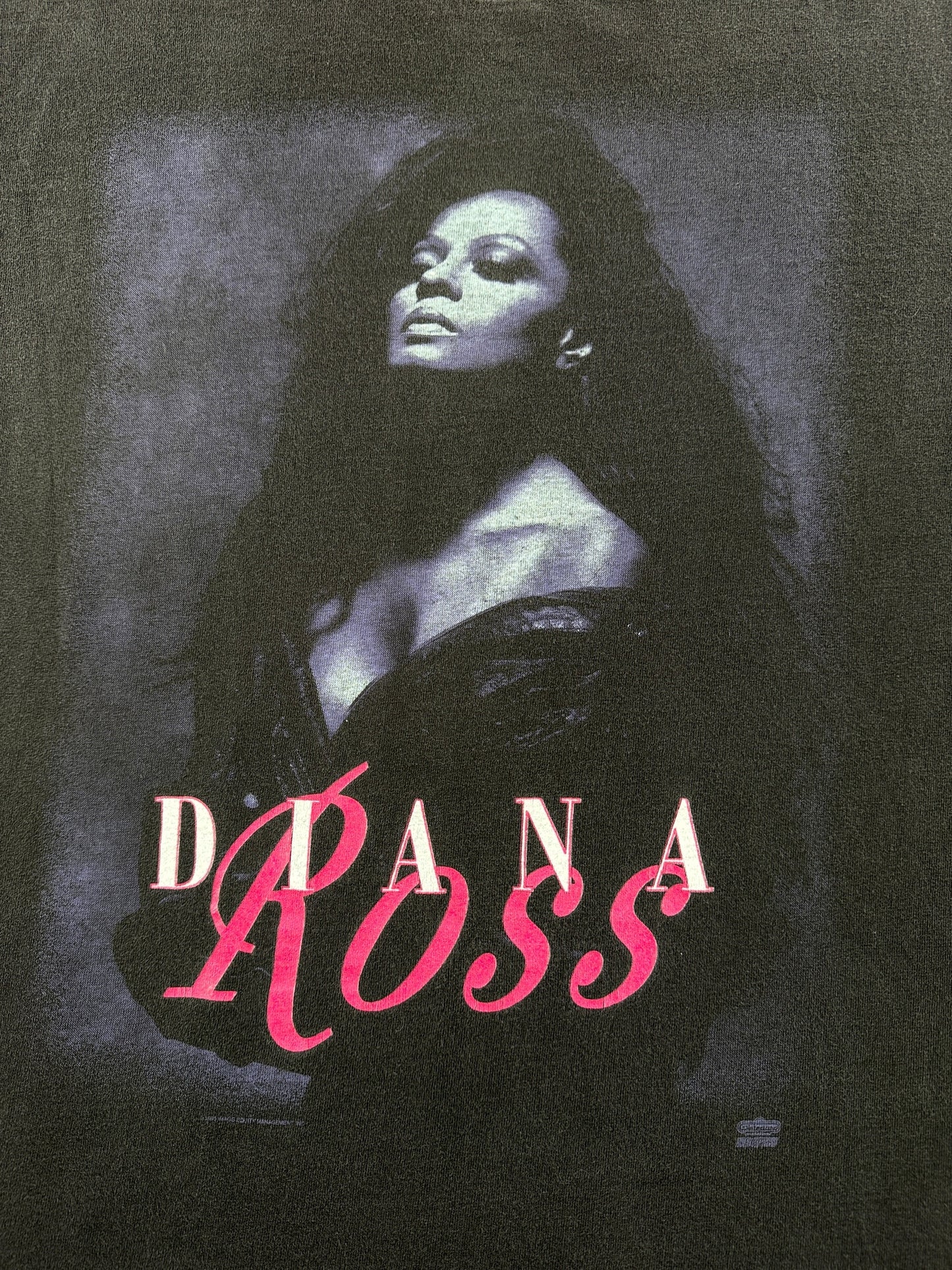 Close up of graphic on Vintage Diana Ross Take Me Higher Tee