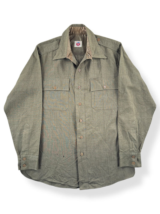 Front of Vintage Wool Military Button Up Top SZ L AS IS