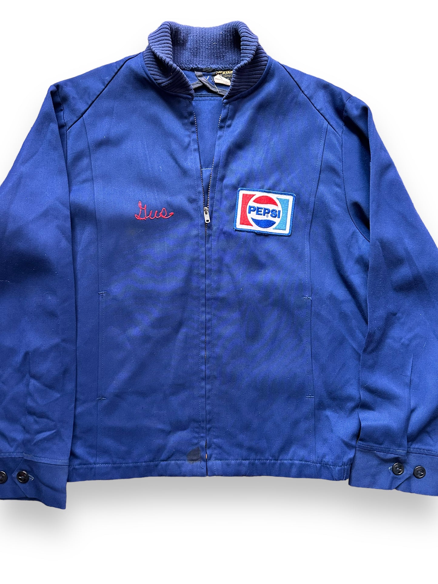 Front Detail on Vintage Unitog Pepsi Duroprest Jacket SZ 42 Long | Vintage Gabardine Workwear Seattle | Seattle Vintage Workwear