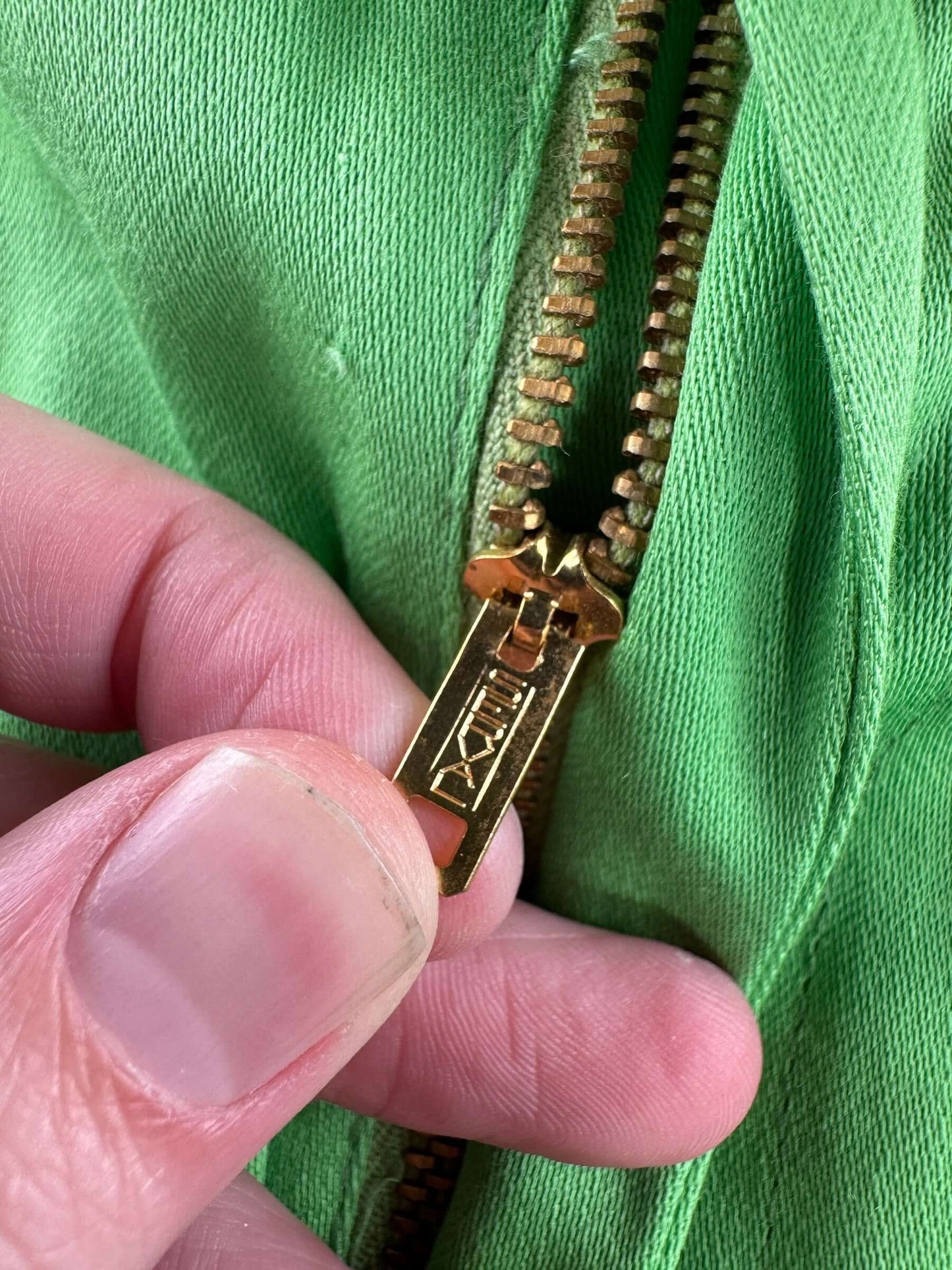 Zipper on Vintage NOS Green Levi's Wash and Wear Spikes Trousers W31 (Fits W30)
