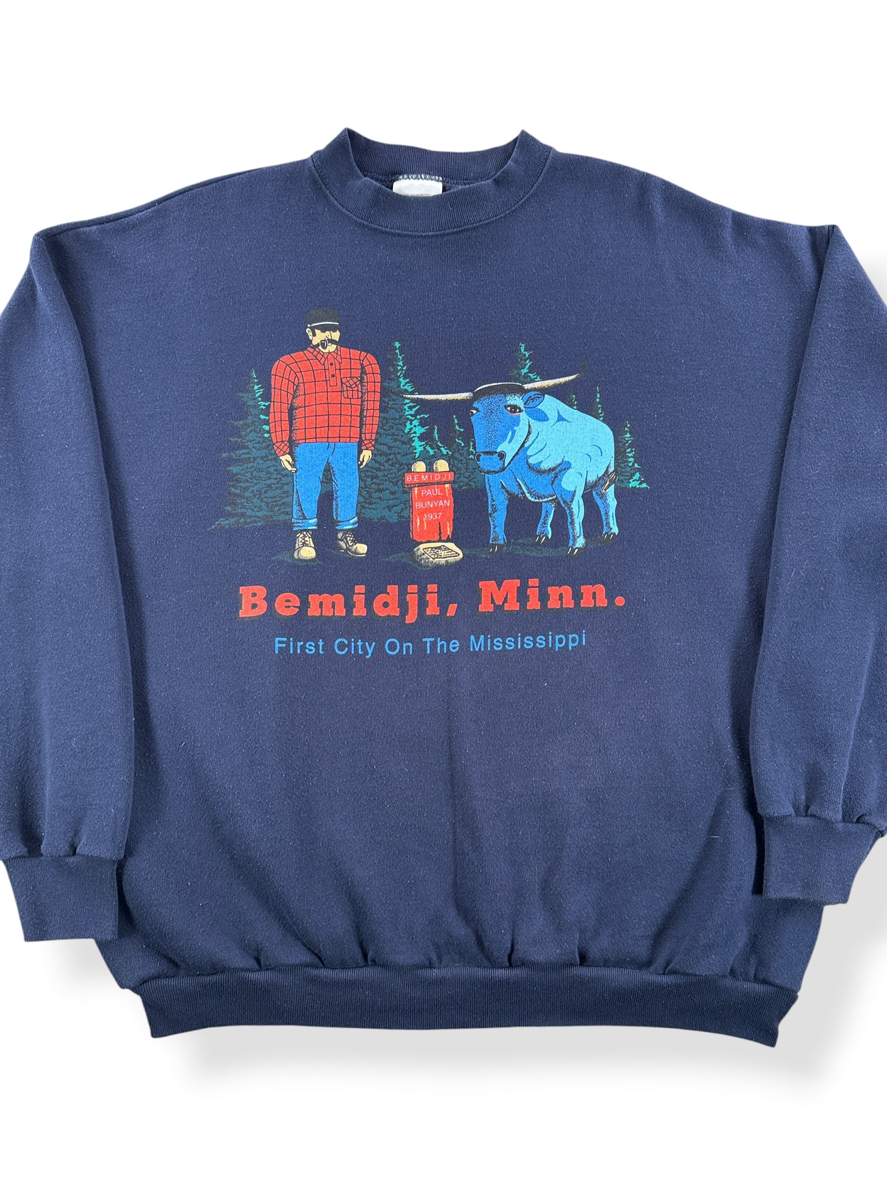 Front Close Up of Vintage Bemidji Minnesota Paul Bunyan Crewneck SZ XL