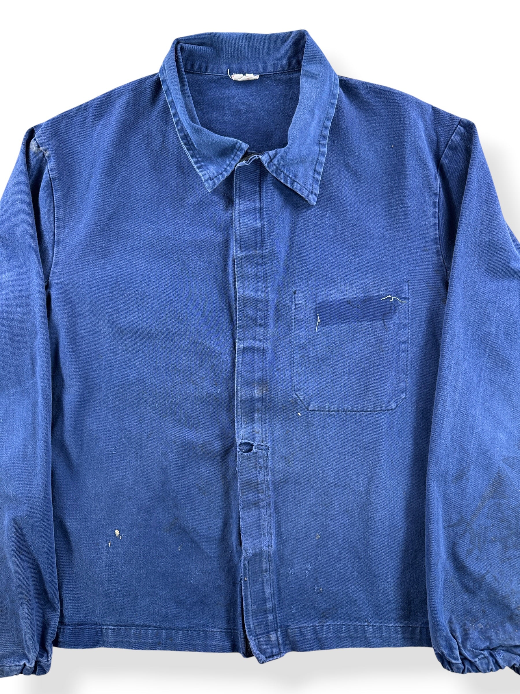 Front Close Up of Vintage French Chore Coat SZ L