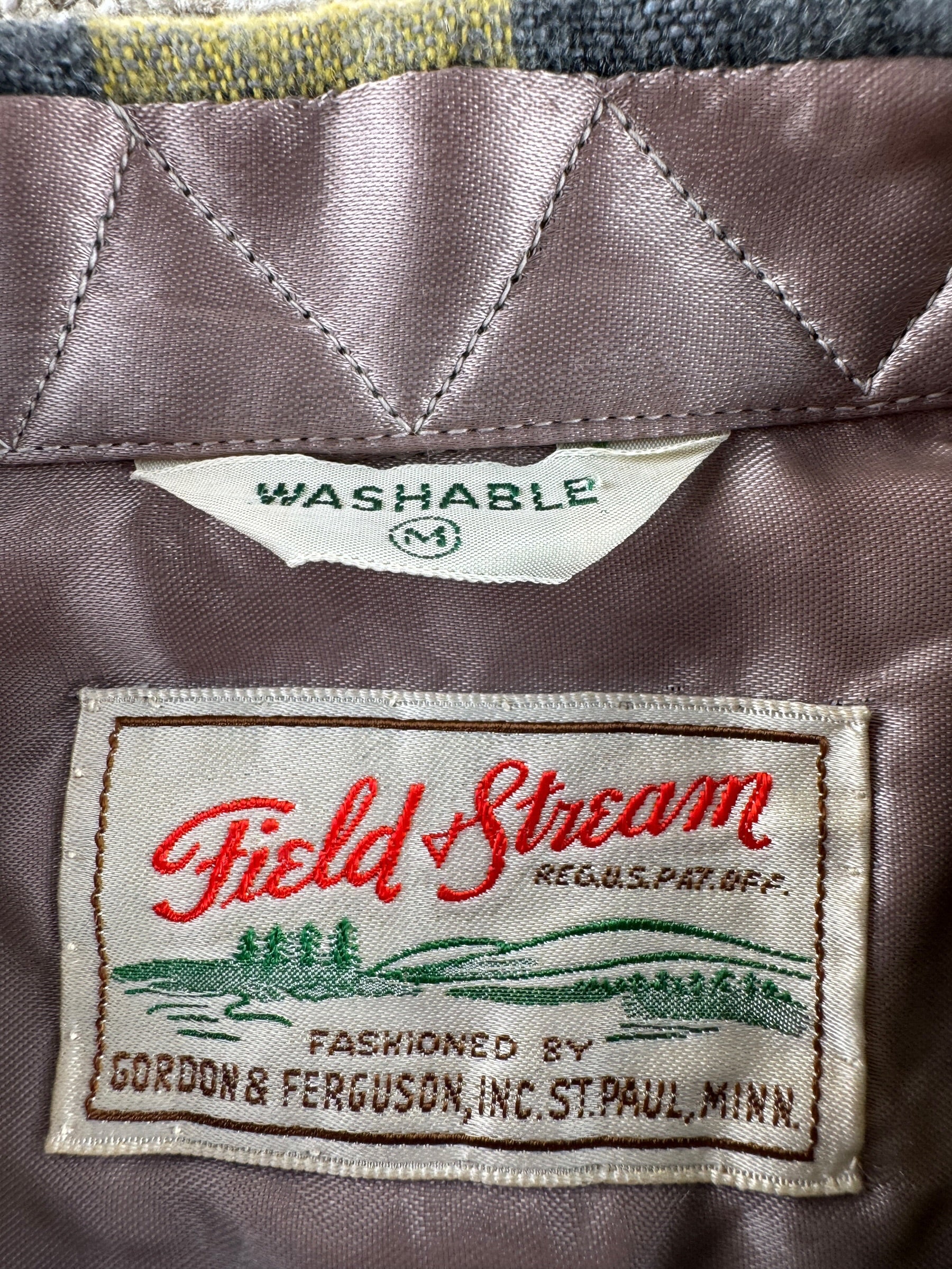 Label on Vintage NOS Field & Stream Wool Blend Flannel SZ M